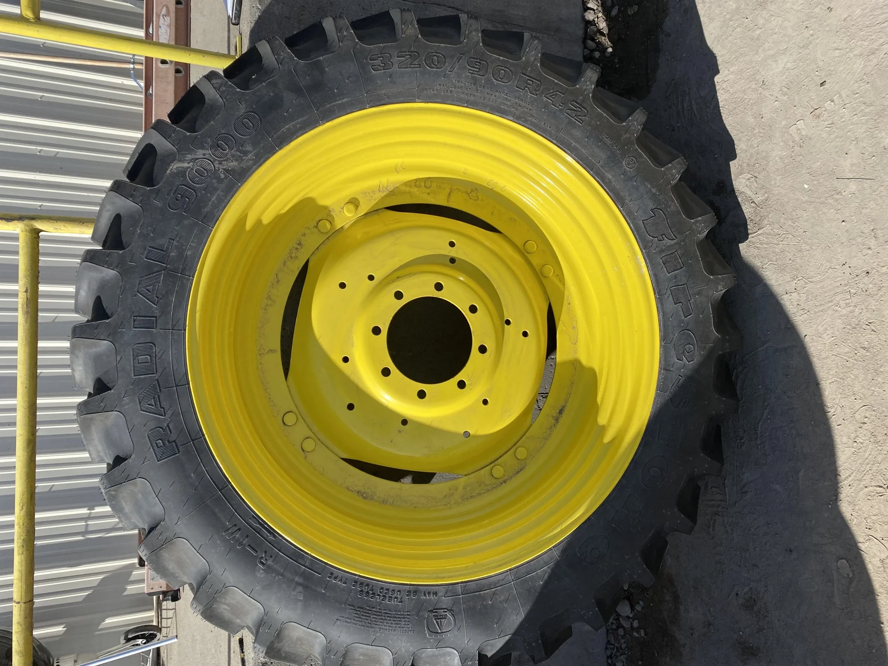 Take-Off 320/90R42 Firestone Radial 9000 R-1W 139B on 10 X 42 8-10.82-8.78 GKN Yellow Wheel w/ Disc image 6