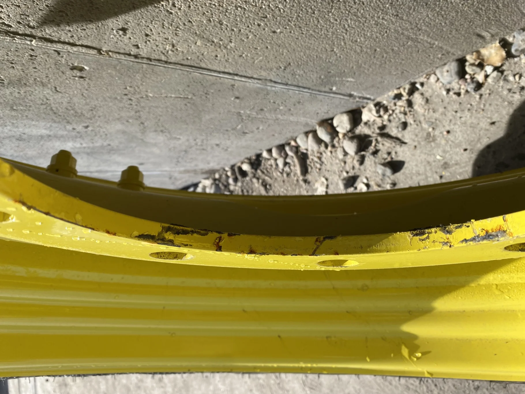 Take-Off 320/90R42 Firestone Radial 9000 R-1W 139B on 10 X 42 8-10.82-8.78 GKN Yellow Wheel w/ Disc image 9