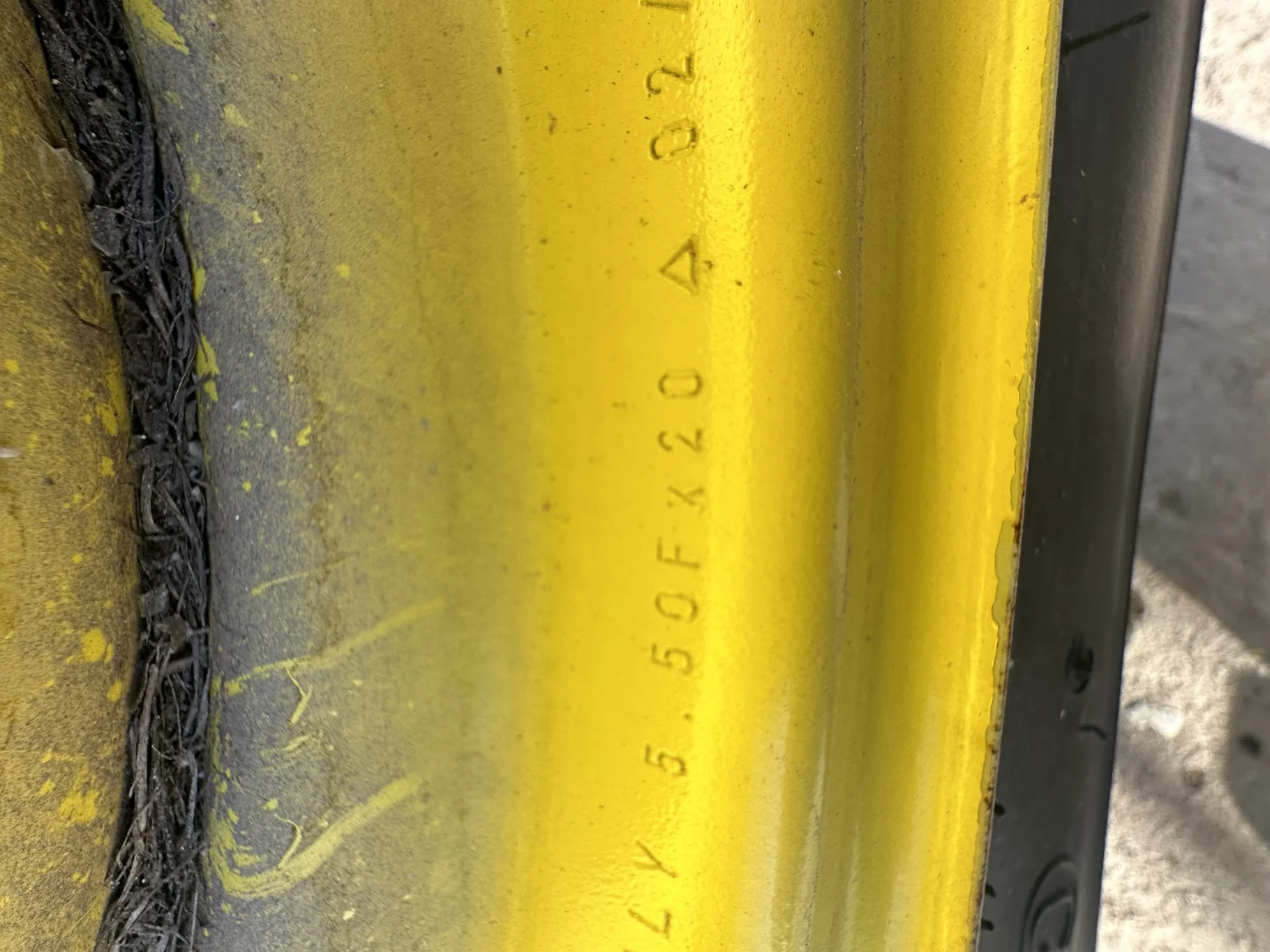 Take-Off 7.50-20/8 Goodyear Super 3 Rib F-2 TL on a 5.5 x 20 8-8-6.0 4.5"BS JD Yellow Implement image 6
