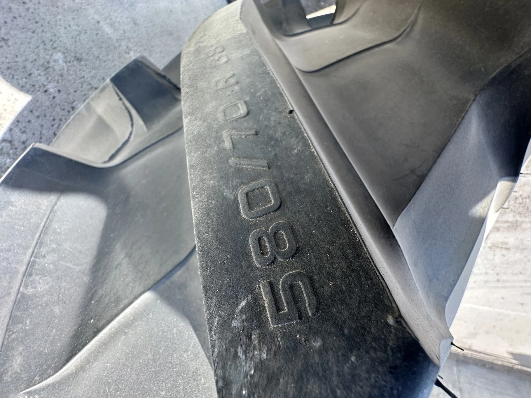 USED 580/70R38 Trelleborg TM700 Progressive Traction R-1W 155D TL 98% on a 18 X 38 Formed Plate 10 b image 4