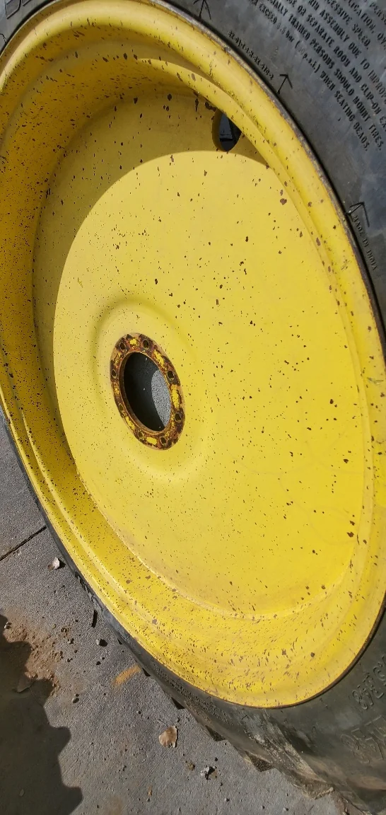 Used 65% 230/95R48 BKT Agrimax RT955 (136A8/B) R-1 on a 8 x 48 JD Yellow Rim (8-10-8), Faded r image 7
