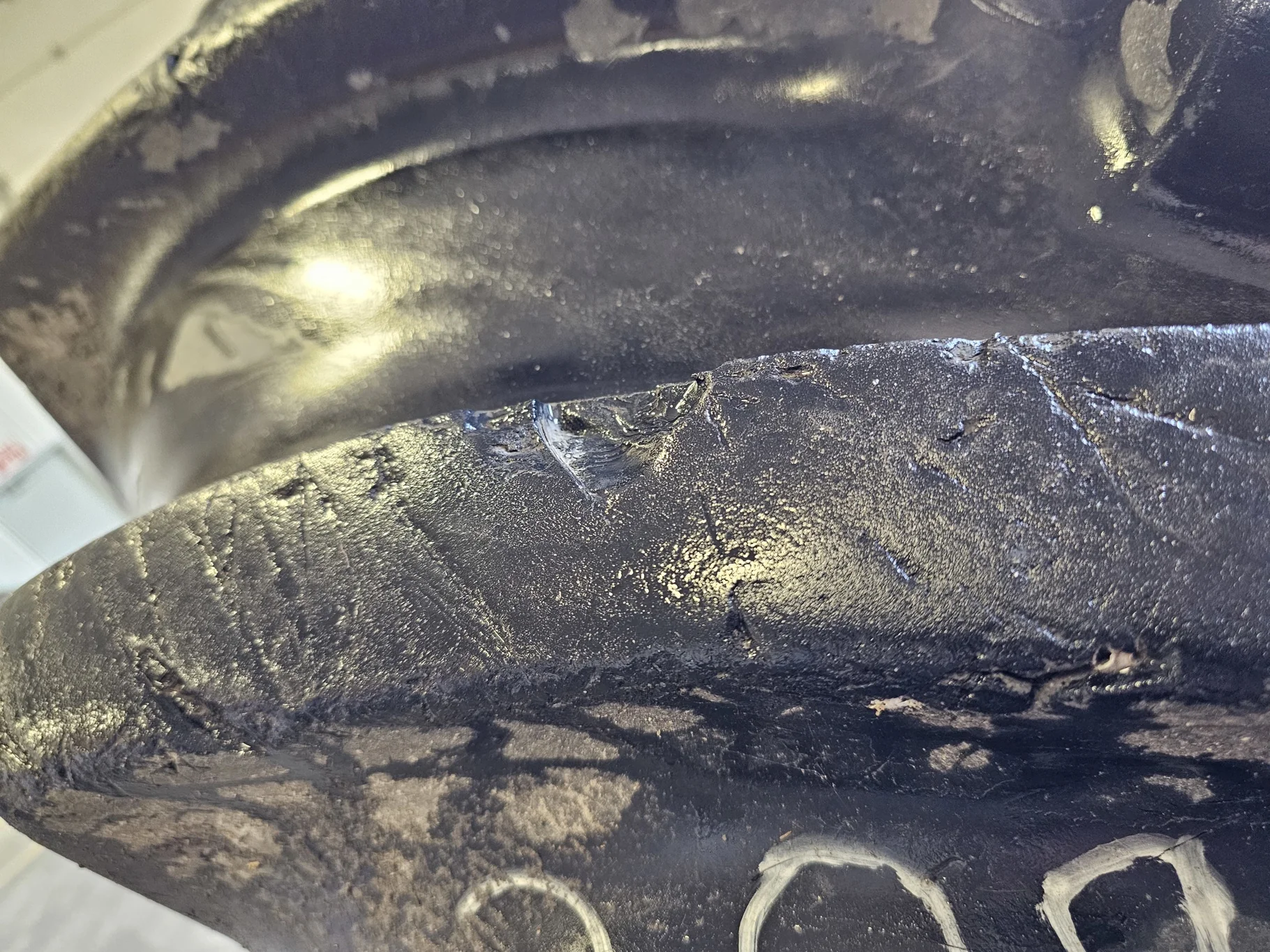 Used 710/70R38 166D Goodyear Optitrac R1W 85% on 23 x 38 CIH 10-13-11 Wheel - lug cuts image 3