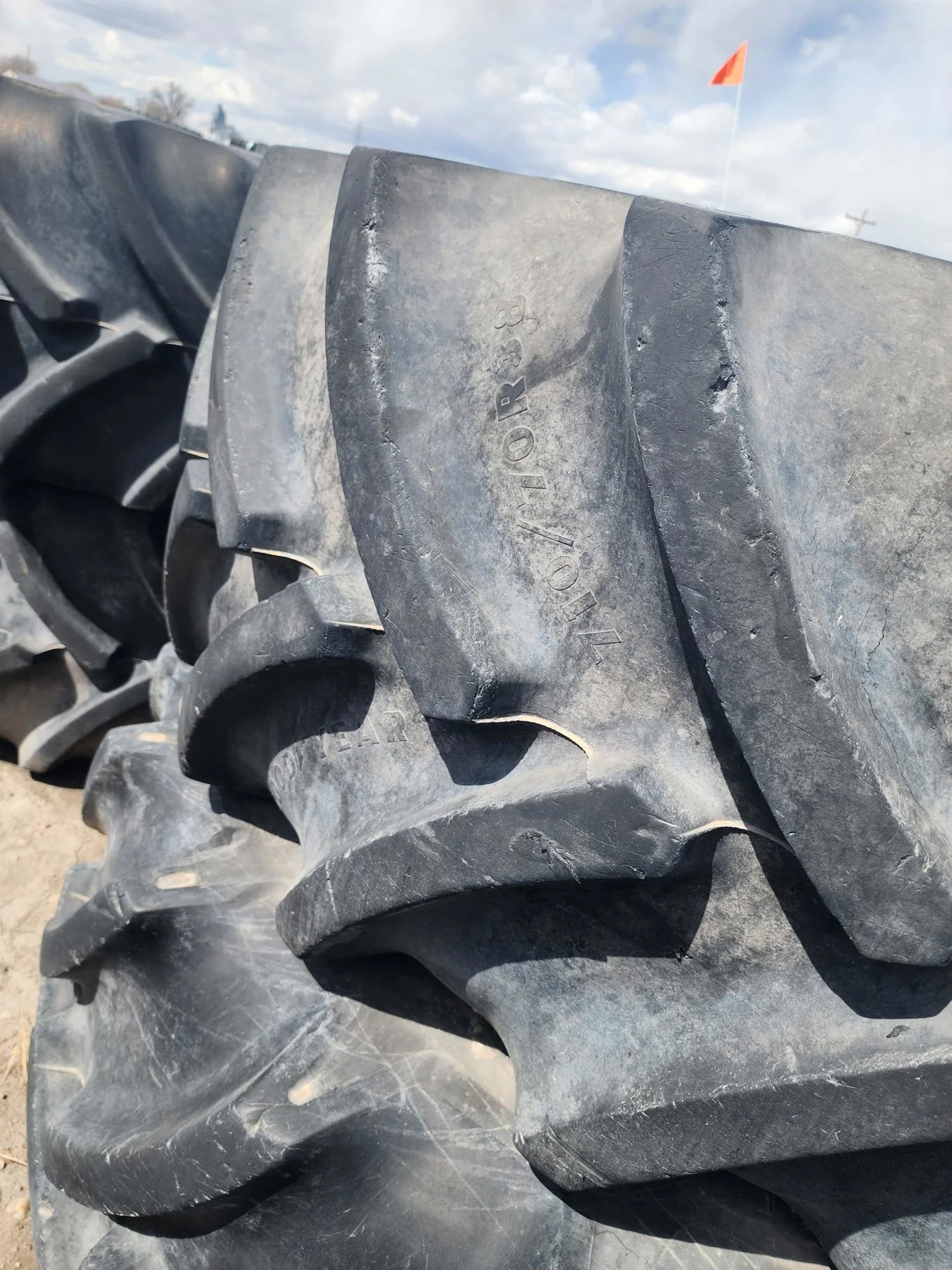 Used 710/70R38 166D Goodyear Optitrac R1W 85% on 23 x 38 CIH 10-13-11 Wheel - lug cuts image 8