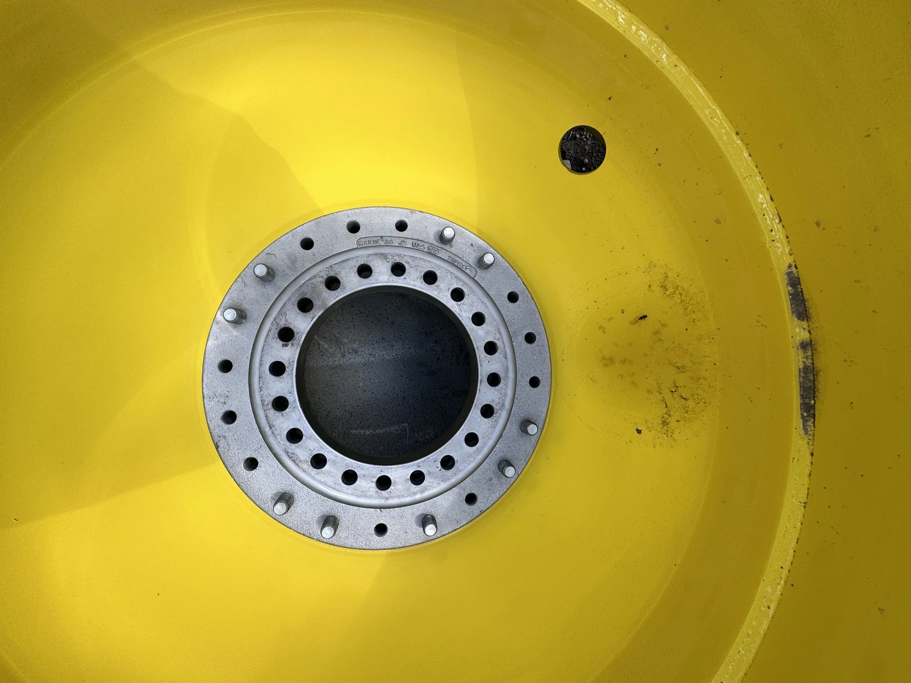 Take-Off 650/85R38 173B Firestone Radial DT 23 R-1W TL On 23 x 38 JD X Series Yellow Wheel image 2
