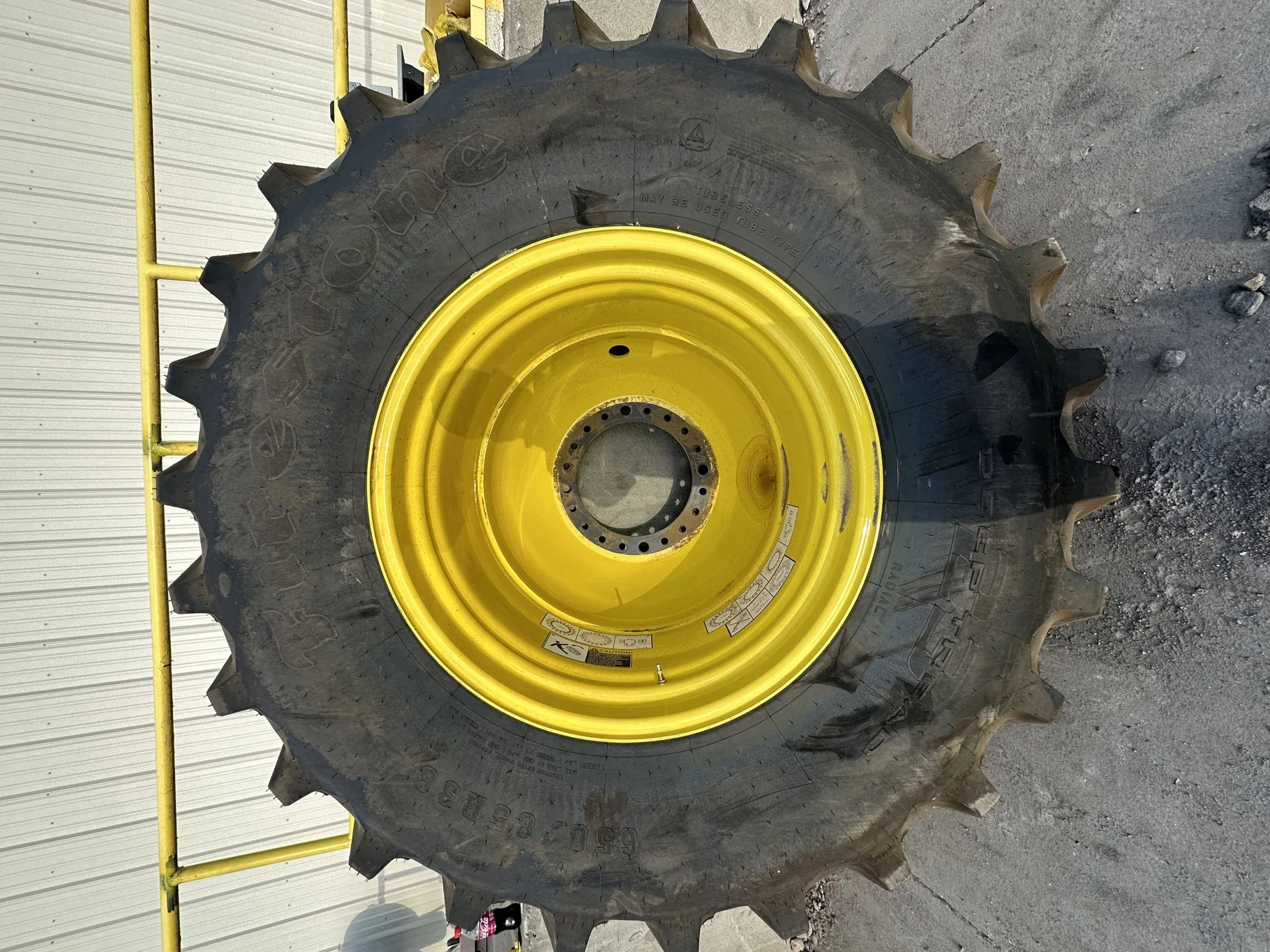 Take-Off 650/85R38 173B Firestone Radial DT 23 R-1W TL On 23 x 38 JD X Series Yellow Wheel image 2