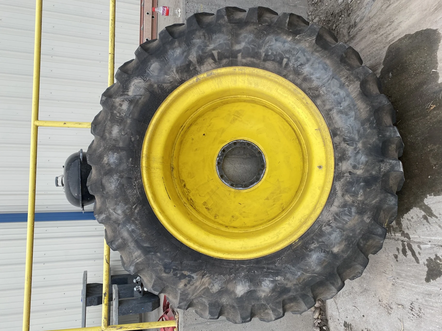 Used 520/85R42 Firestone RAT R1W 157B TL 75% on 18 x 42 JD 10-13-11 Inside Dolly Dual