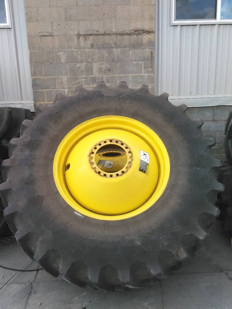 Used 650/85R38 173B Firestone Deep Tread 23 TL R-1W 85-90% On 23 x 38 20-13.19-11.07 Dolly Dual