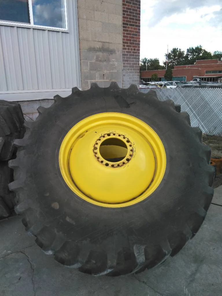 Used 650/85R38 173B Firestone Deep Tread 23 TL R-1W 85-90% On 23 x 38 20-13.19-10.50 Dolly Dual