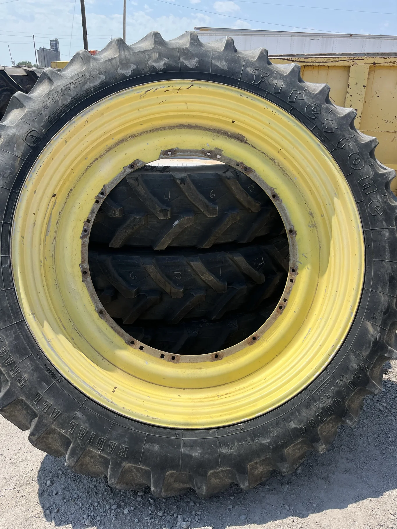 Used 320/90R54 143A8 Firestone RAT DT TL R-1W 35-40% On 10 x 54 16-37 3/8 42" Double Bevel Cast image 2