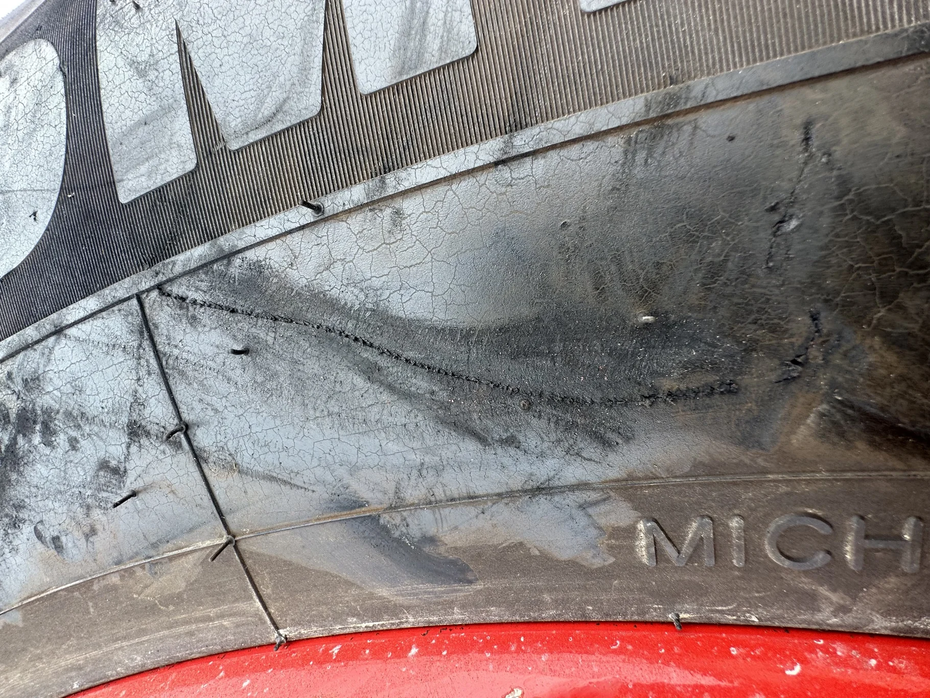 Take-Off 520/70R38 Michelin OmniBib R-1W 150D TL on18 X 38 Fendt Red 8-10.82 (.937) Dual Wheel image 11