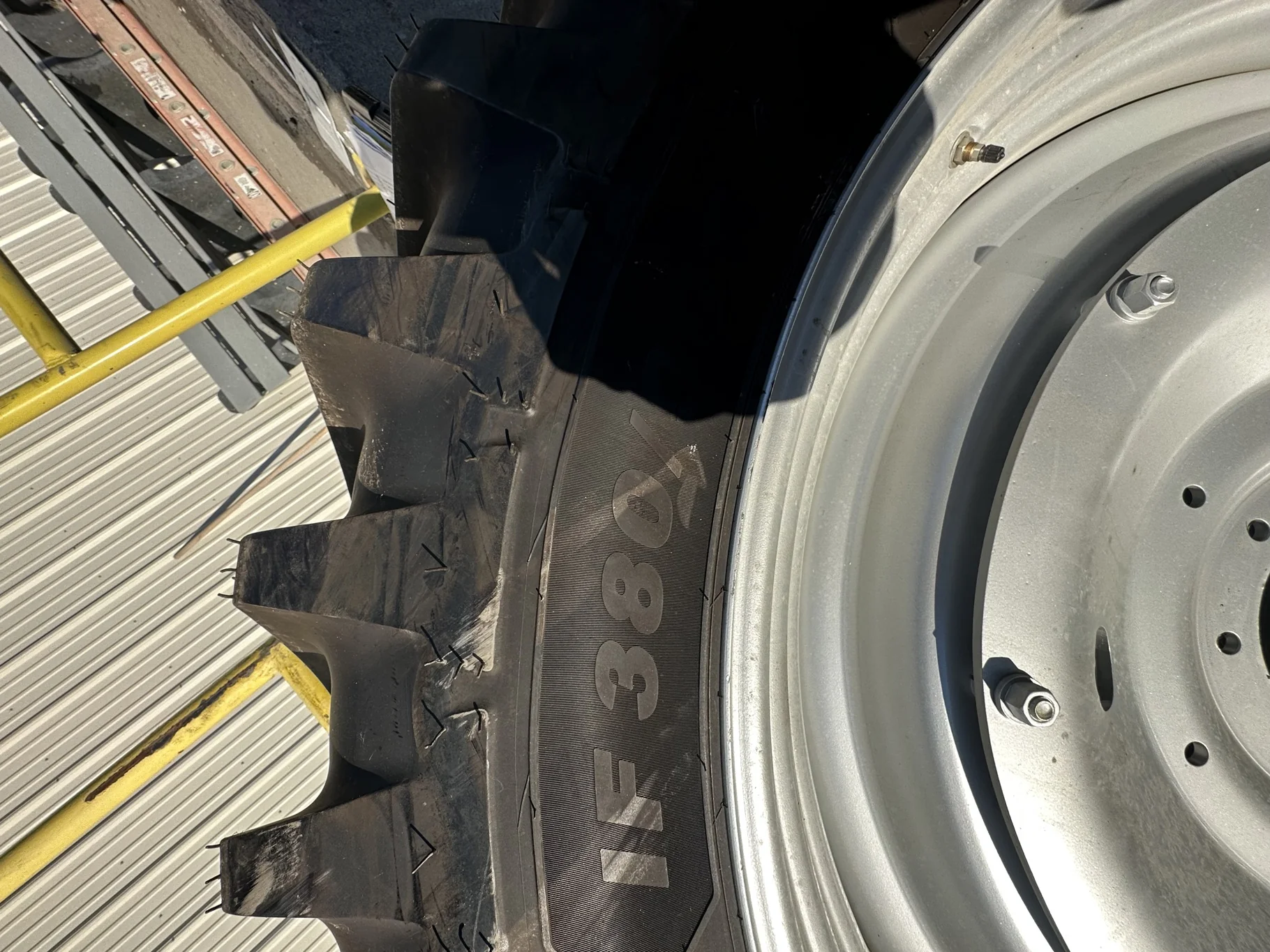 TAKE OFF IF380/90R46 Michelin AgriBib Row Crop 165B TL on a 12 X 46 Case Silver 8 Bolt Wheel With image 8