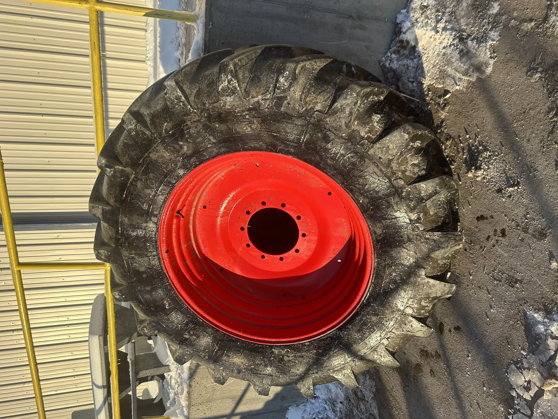 Used 20.8R38 159A8/156B Michelin AgriBib R-1W TL 85% On 18 x 38 10 Bolt (.937) Dual Wheel Fendt Red