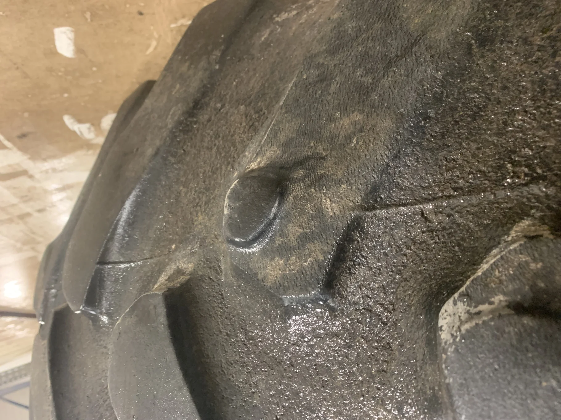 Used 520/85R42 Firestone Radial All traction R-1 (165B) TL 40% on a 18 X 42 JD Yellow Dolly dual