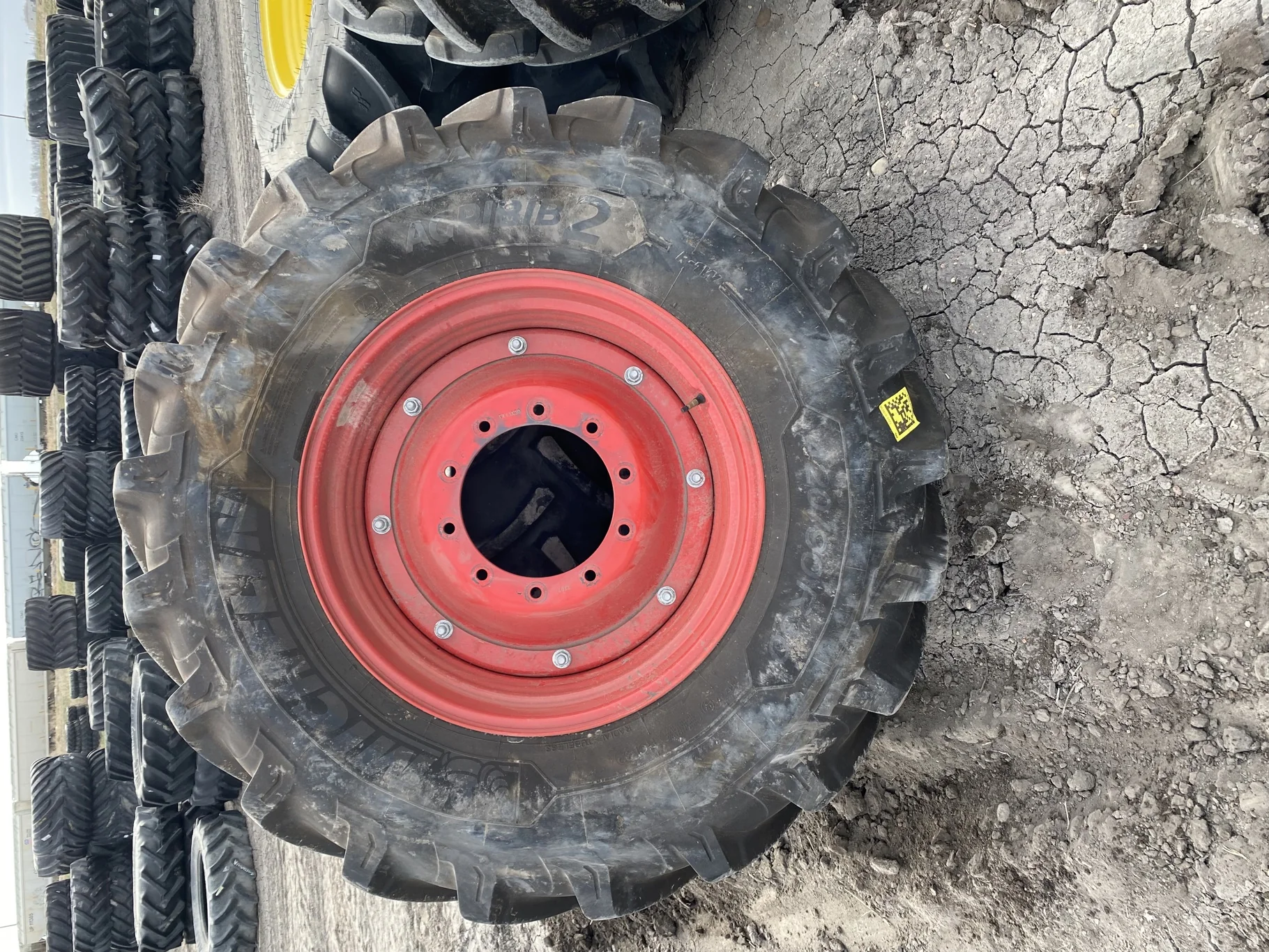 USED 420/90R30 Michelin AgriBib 2 R-1W 147A8/147B TL 98% on 13 X 30 10-13.189-11.077 Fendt Stub Disc
