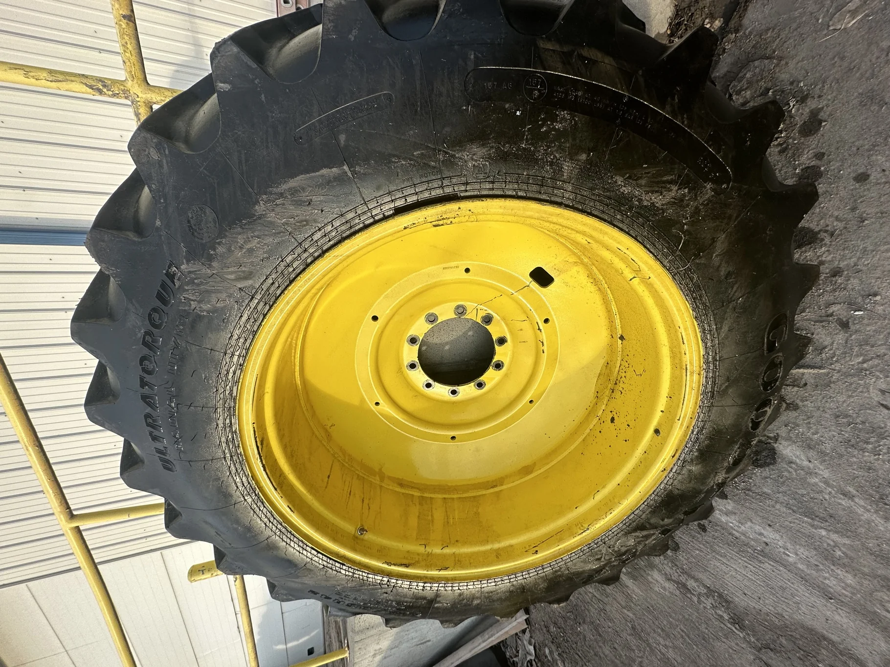 Used 520/85R42 Goodyear Ultra Torque Radial R-1 (157A8) 85% (Lug cuts, stubble) TL on a 18 x 42 JD Y