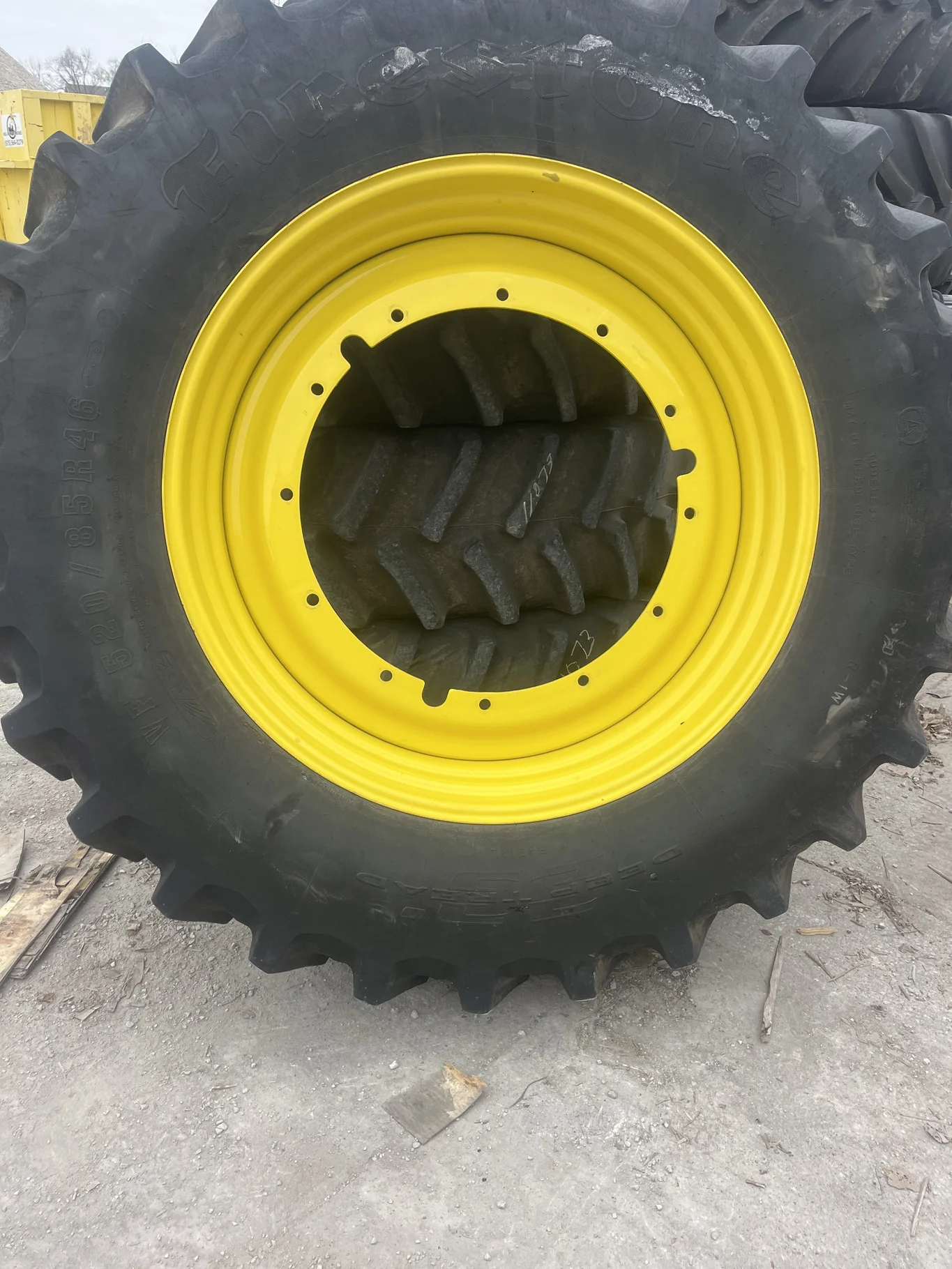 Used VF520/85R46 170B Firestone DT TL R-1W 75-80% On 15 x 46 12-32.047-30.078 5.5"BS Yellow Rim&Rail image 2