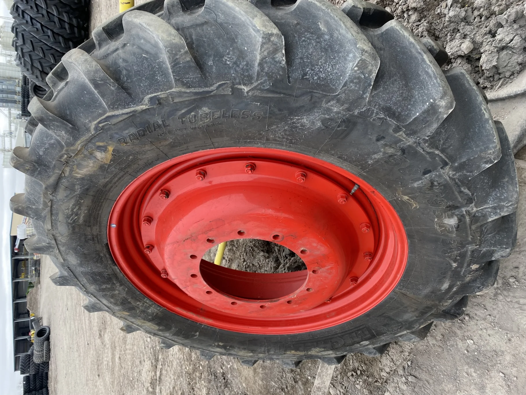 Used 380/95R38 149A8 Michelin Agribib TL 85% On 11 X 38 12B Fendt Red Stub Disc Wheel image 2
