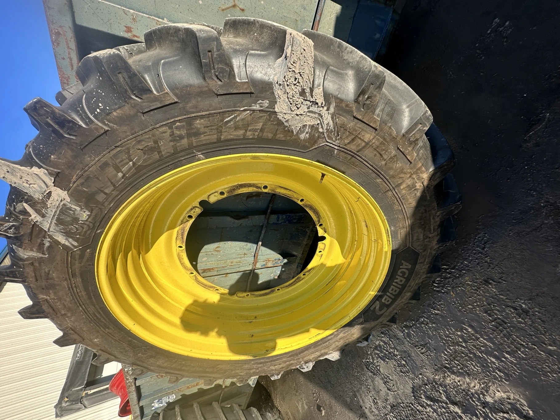 Used 480/80R50 159A8/159B Michelin AgriBib 2 R-1W TL 90% On 15 X 50 12-32.047-30.17 Yellow Wheel