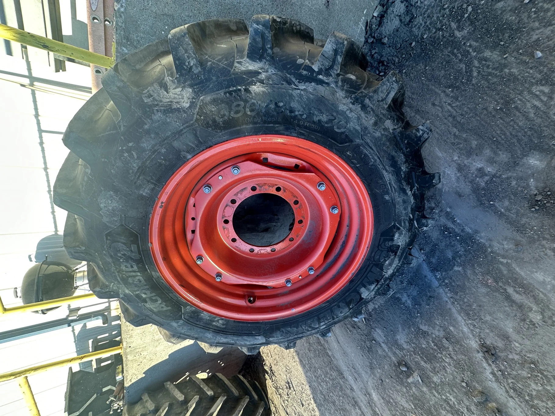 Take-Off 380/85R30 Michelin TL AGRIBIB 2 on a 13 x 30 Kubota Orange (2Bolt) Waffle Wheel With A 10 B image 3