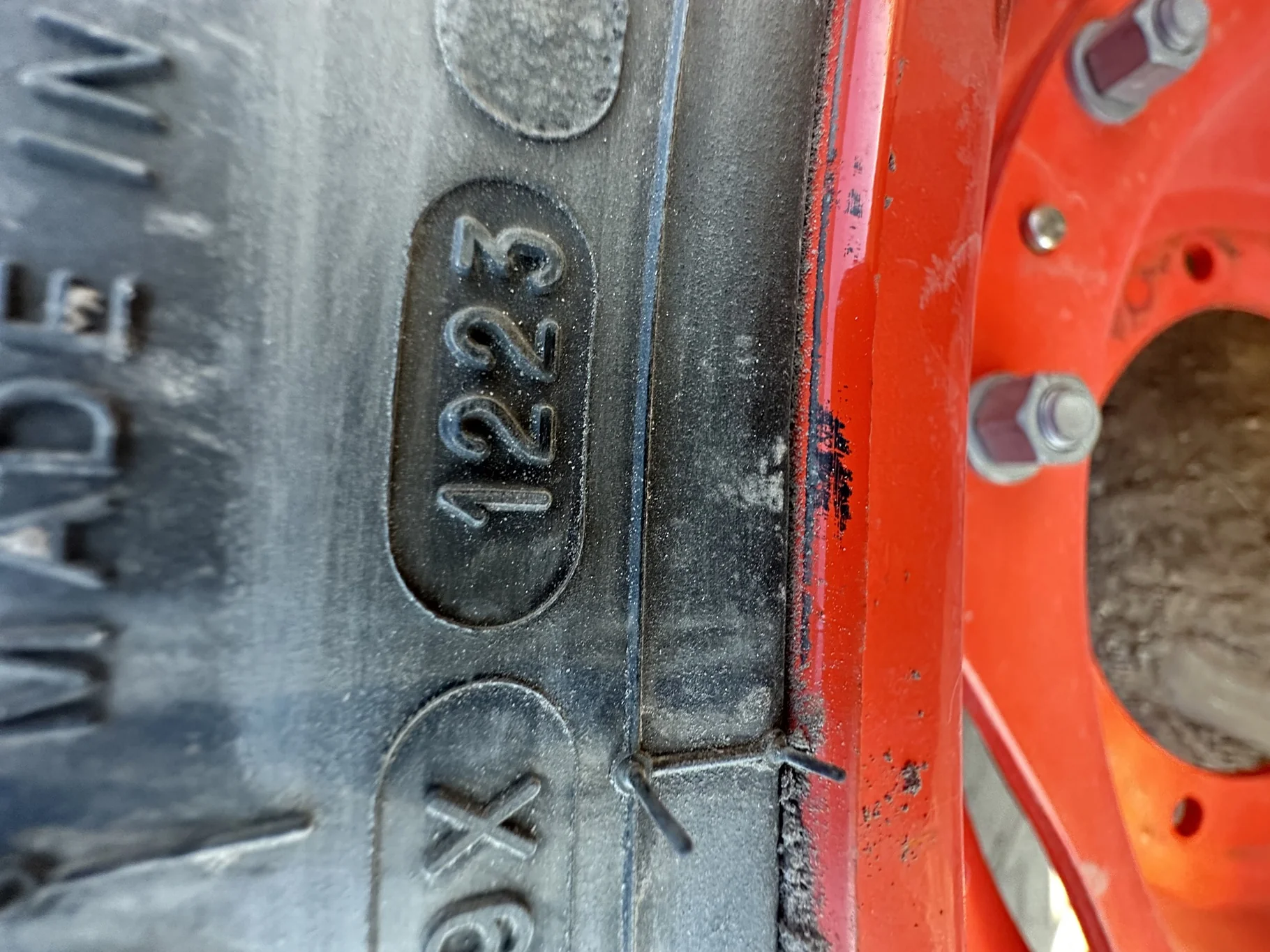 Take-Off 380/85R30 Michelin TL AGRIBIB 2 on a 13 x 30 Kubota Orange (2Bolt) Waffle Wheel With A 10 B image 6