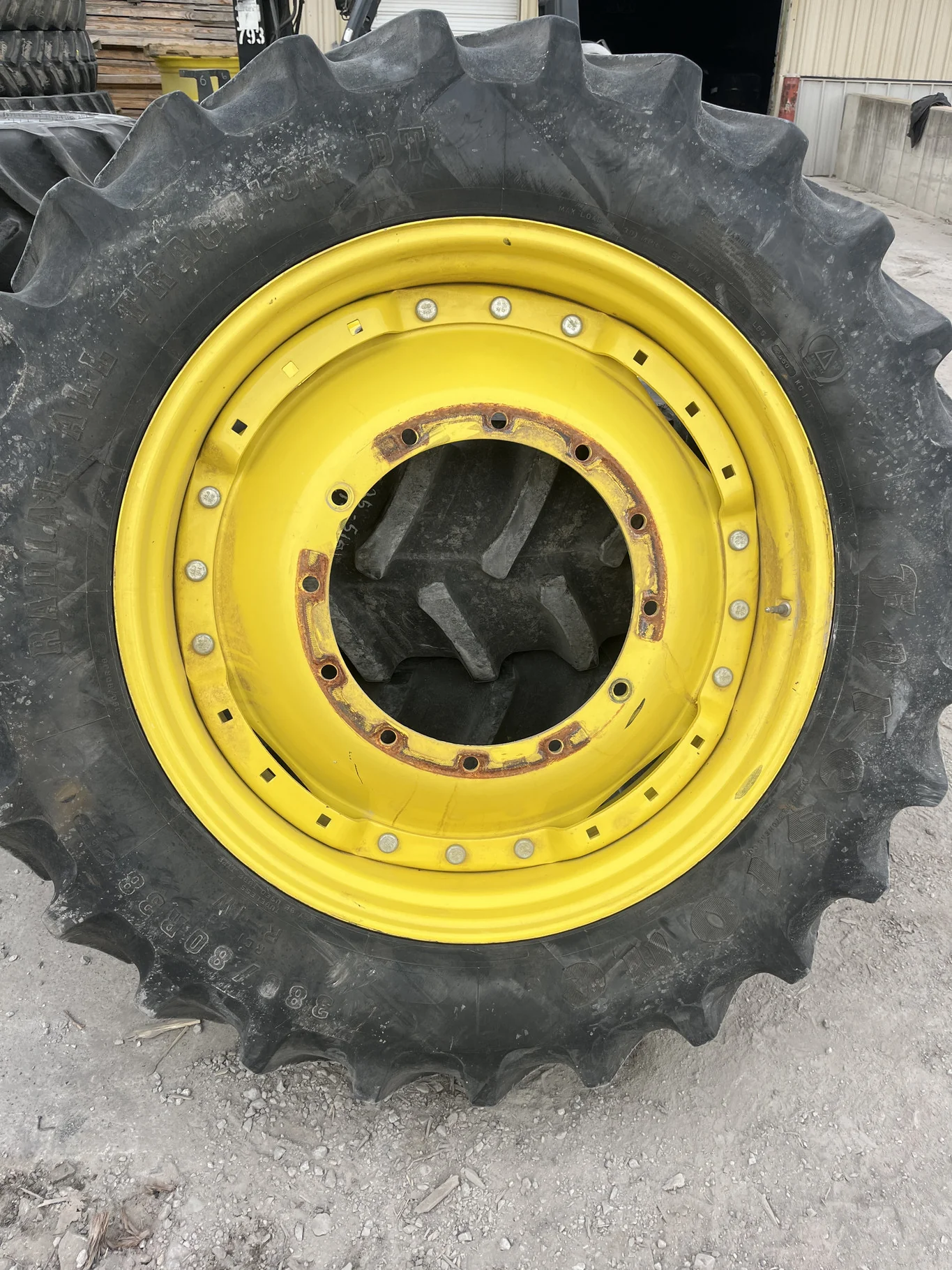 Used 380/80R38 142B Radial All Traction DT TL R-1W 80-85% On 12 x 38 12-19.685-17.651 Titan Yellow image 2
