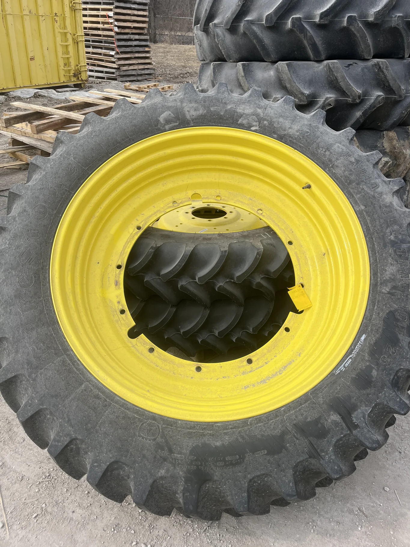 Used 14.9R46 145B Firestone Radial AT23 TL R-1 90-95% On 13 x 46 12-32.047-30.078 3"BS Yellow Rim