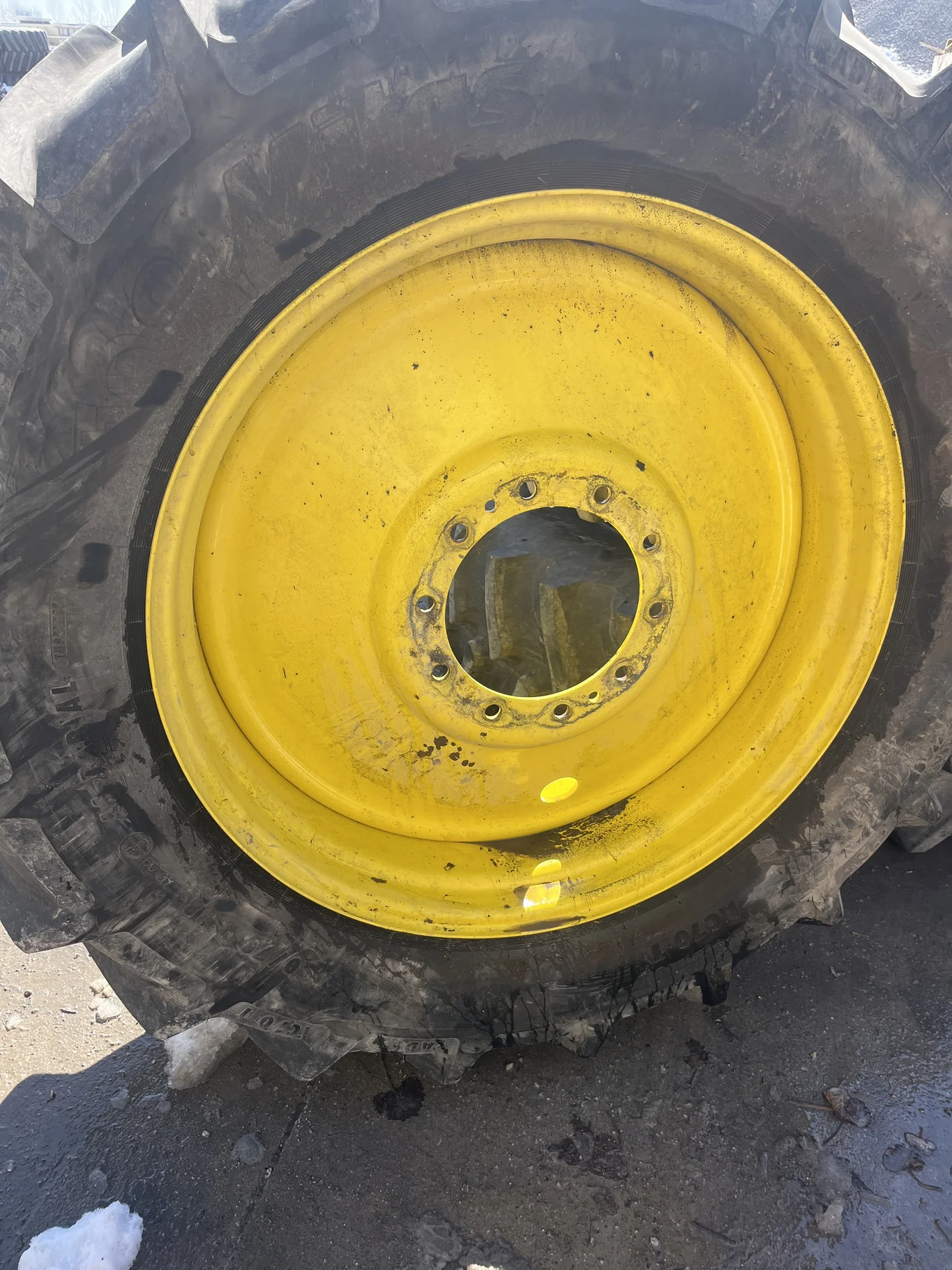 Used 480/70R38 145B Mitas AC70T TL R-1W 95-100% On 16 x 38 10-13.19-11.07 2"BS Titan Yellow Dual image 2