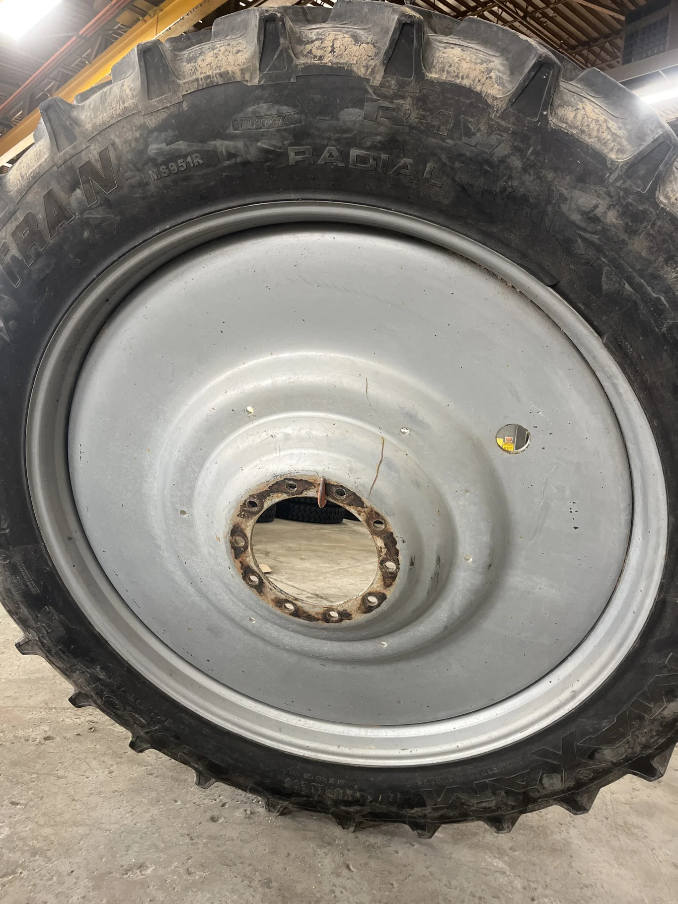 Used 380/90R54 152A Maxam AgriXtran TL R-1W 80-85% On 12 x 54 10-13.19-11.07 Titan Silver Dual