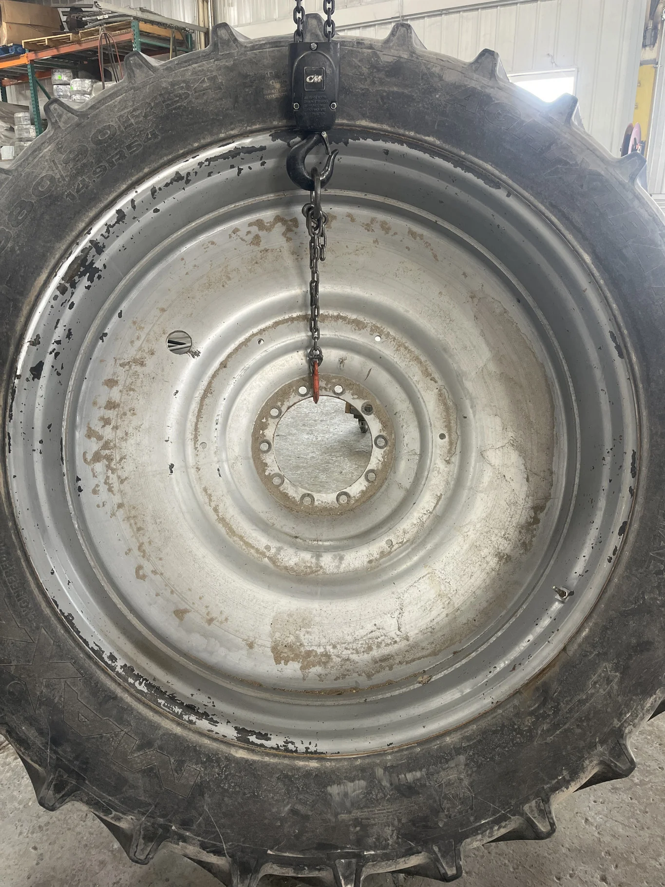 Used 380/90R54 152A Maxam AgriXtran TL R-1W 80-85% On 12 x 54 10-13.19-11.07 Titan Silver Dual image 2