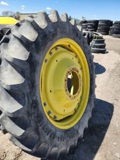 Used 380/80R38 Firestone Radial All Traction DT 142B 75% On 12 x 38 3 bolt waffle with10 bolt cen image 2