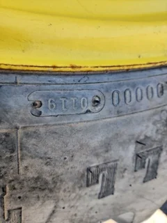 Used 380/80R38 Firestone Radial All Traction DT 142B 75% On 12 x 38 3 bolt waffle with10 bolt cen image 5