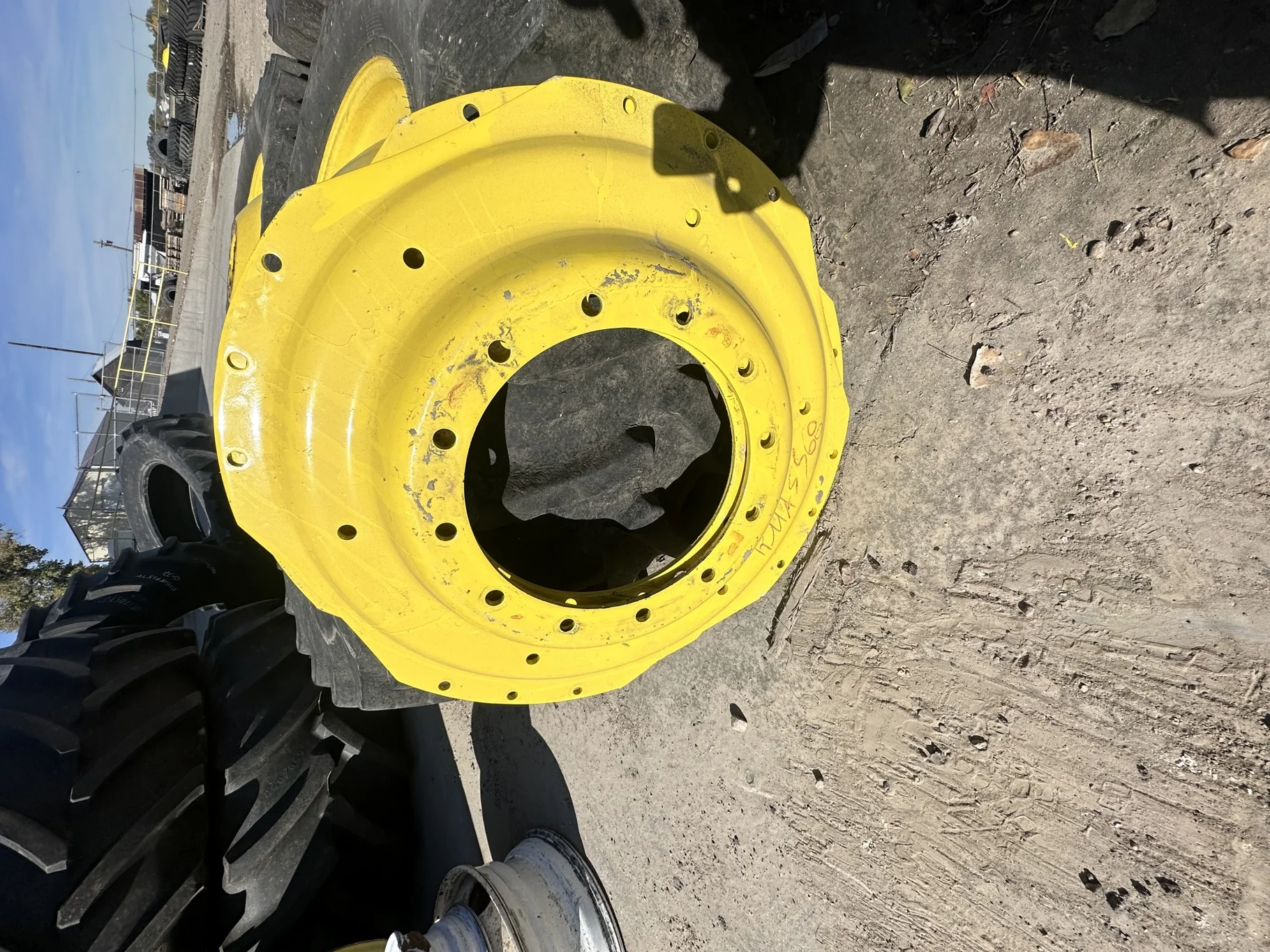 USED DISC 38" John Deere Yellow 3 Bolt Waffle with 12 Bolt Centers (12-16.73-14.6)