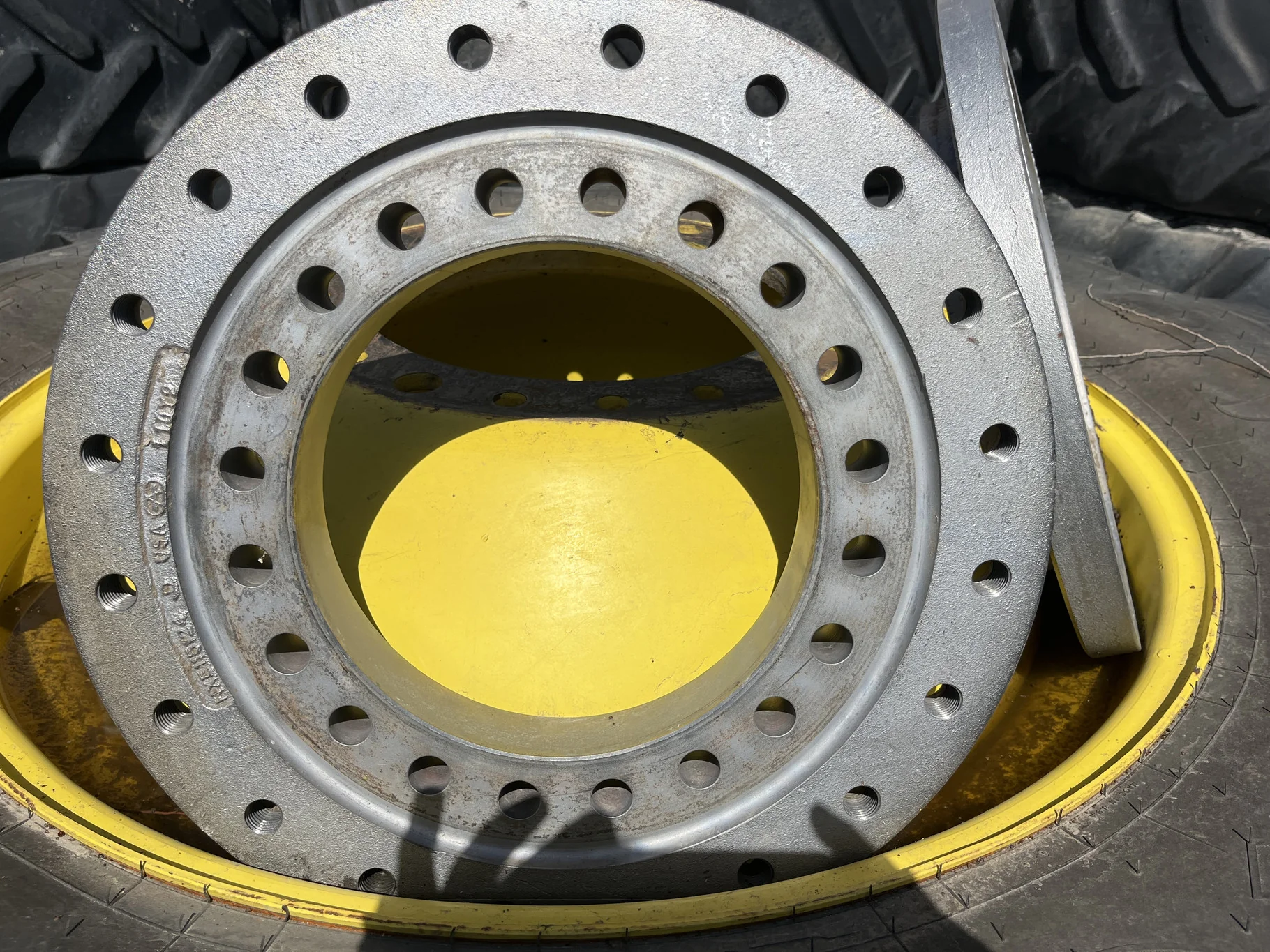 Used 2” Silver spacer for JD X9 combines. 20-18.5. To 20-13.19 with hardware image 2