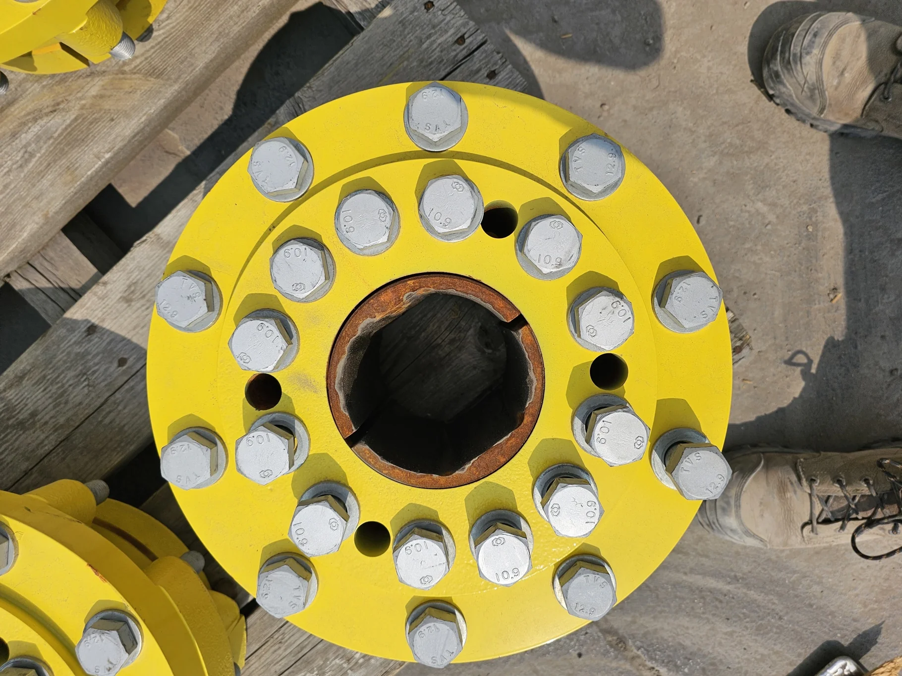 Used Hub 10 Bolt John Deere Yellow Double Flat Wedg-Lok 120mm - Good Condition