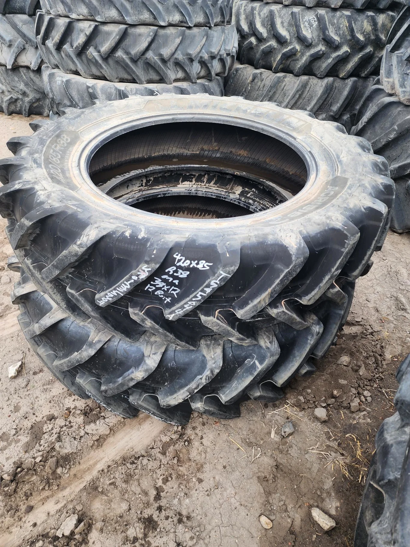 Used 420/85R38 Michelin AgriBib ll  R-1W (147A8/147B) TL  85% (Lug Stubble) image 4