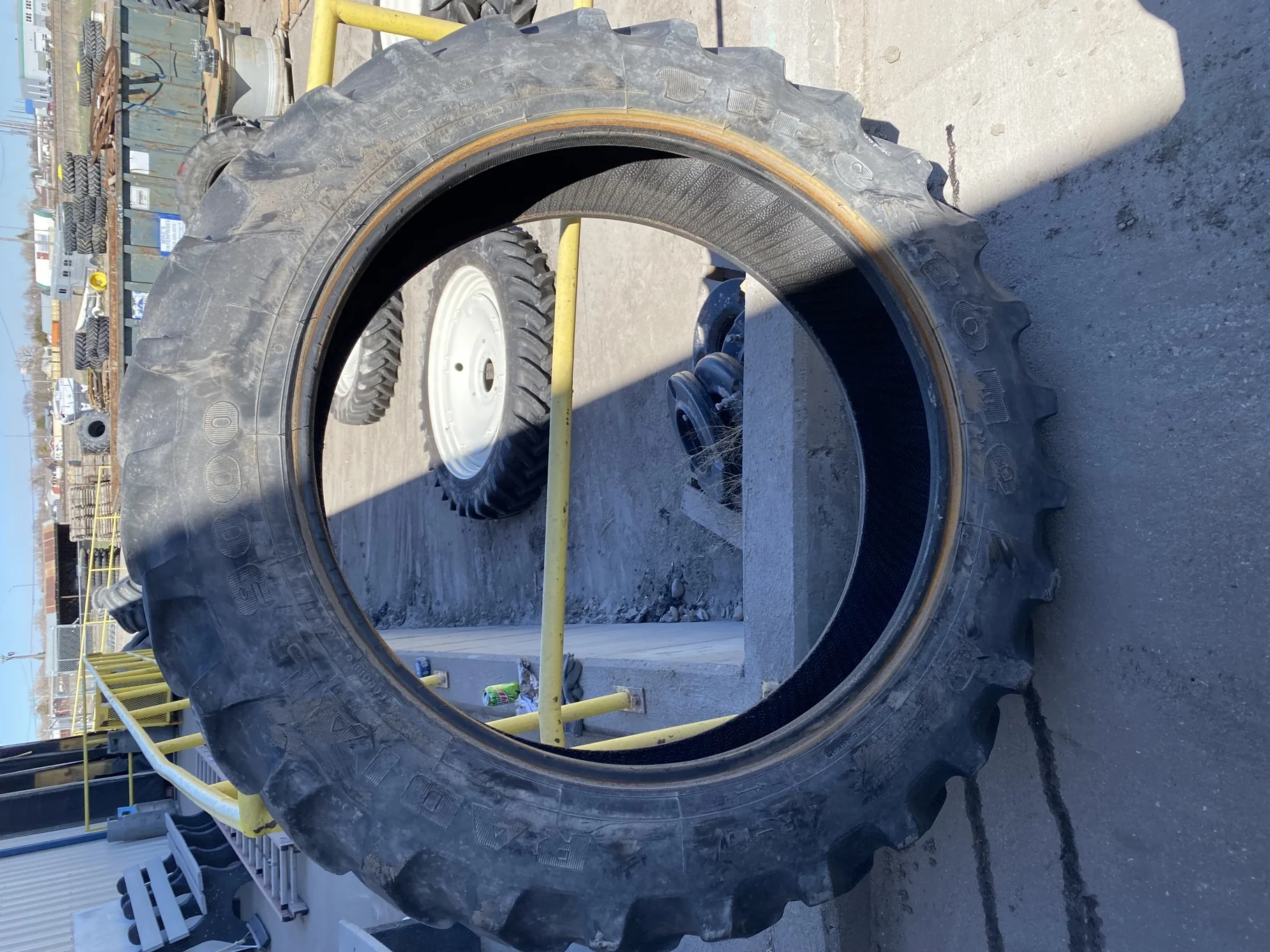 Used 320/85R38 Firestone Radial All Traction DT R-1W 143A8 TL 50% (Lug Cuts, Weathering, roadwear,