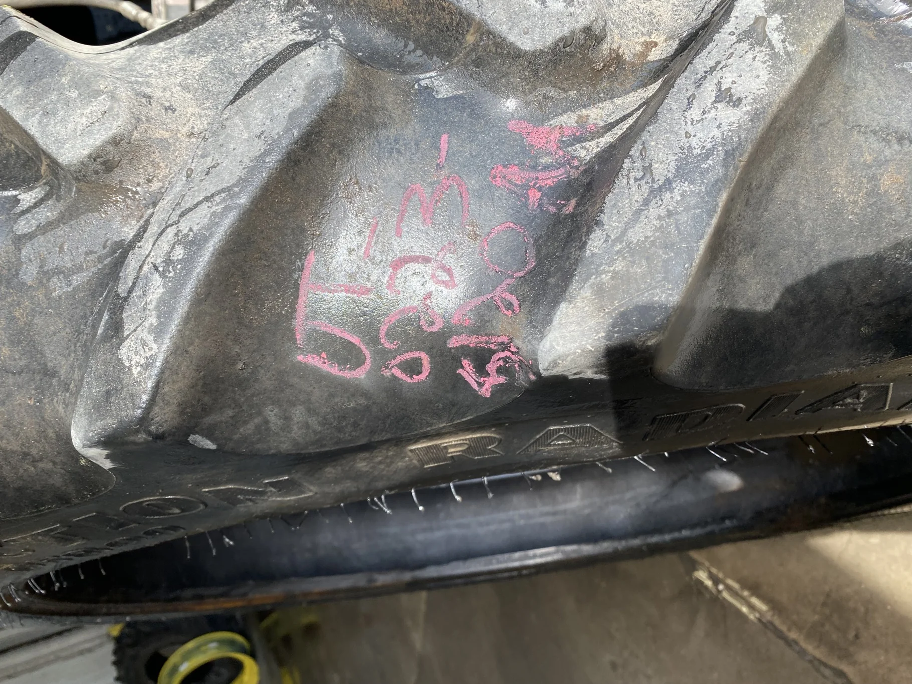 Used 320/90R54 Goodyear Super Traction Radial DT 800 149AB TL 50% (Lug Cuts, Chunks Missing On Lugs, image 2