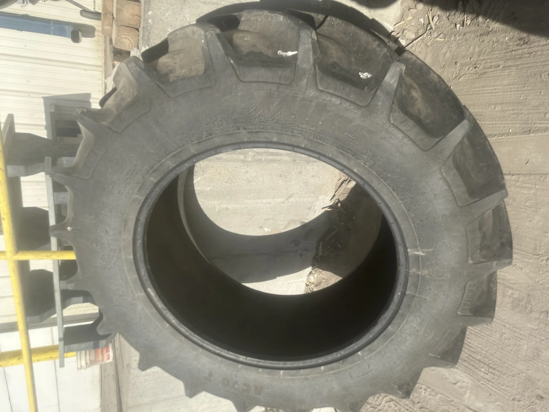 Used 480/70R34 Mitas AC70 G 143A8/143B TL 80% - Good Condition (Stubble, Lug Cuts, Slight W