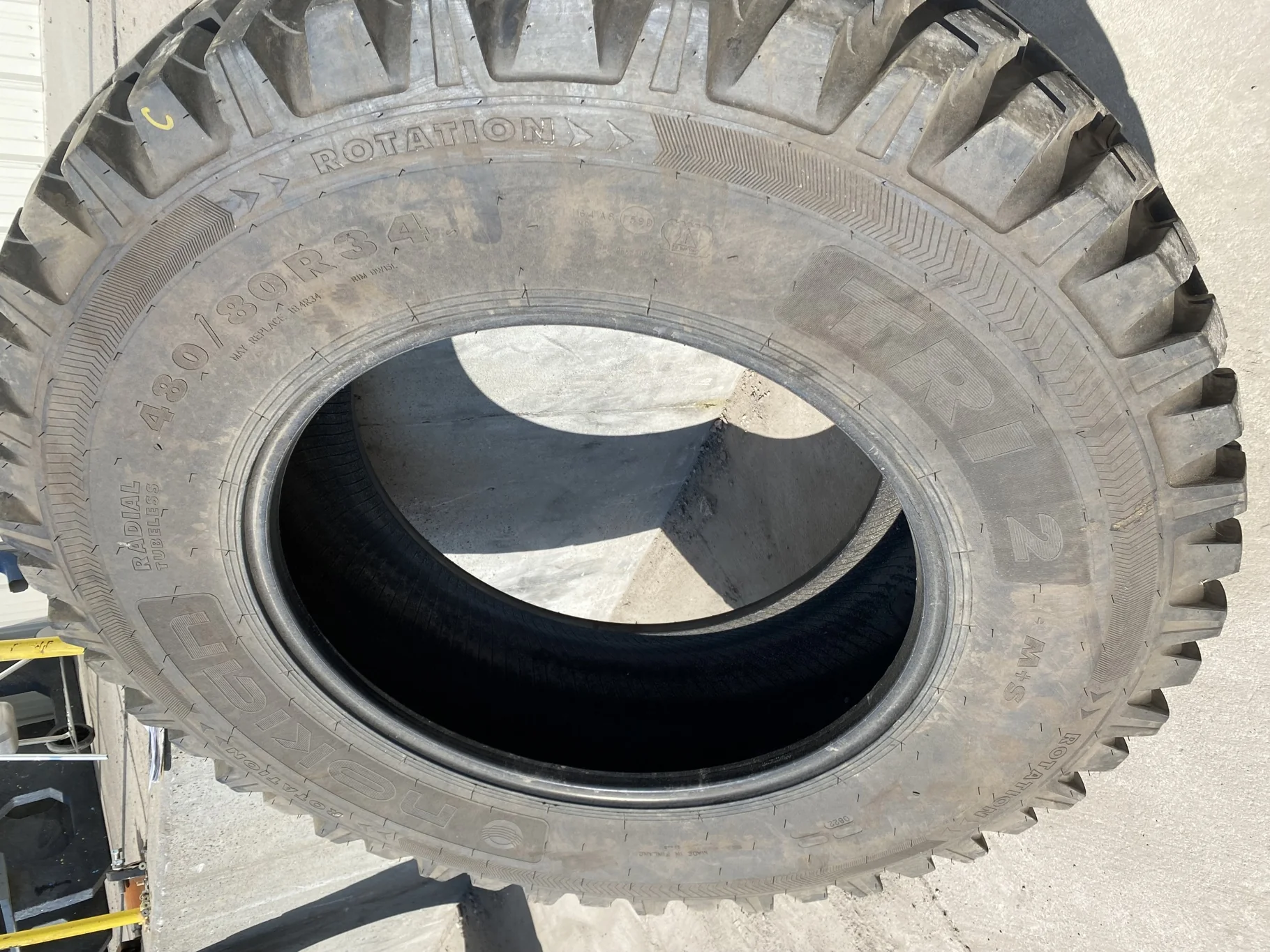 Used 480/80R34 Nokian Tri 2 (155D) TL 75% (Patched) - Fair Condition  _x000D_ (Lug Stubble, Lug Cuts
