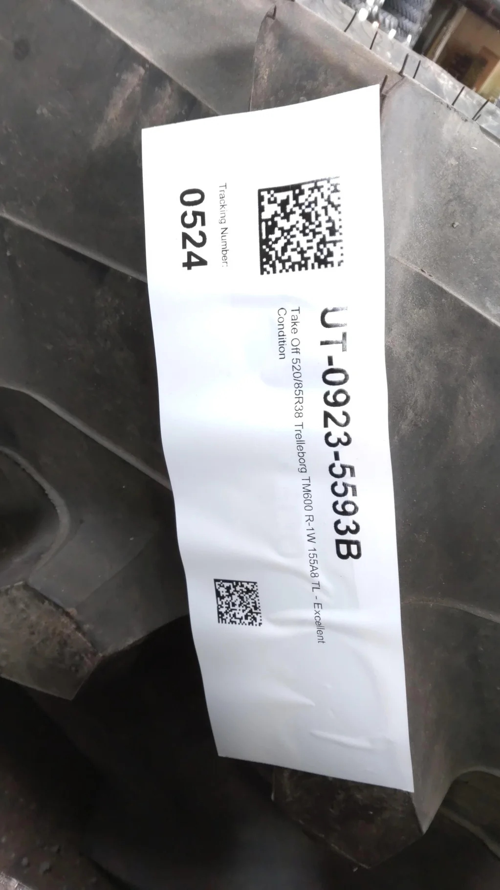 Take-Off 520/85R38 Trelleborg TM600 R-1W 155A8 TL - Excellent Condition image 4