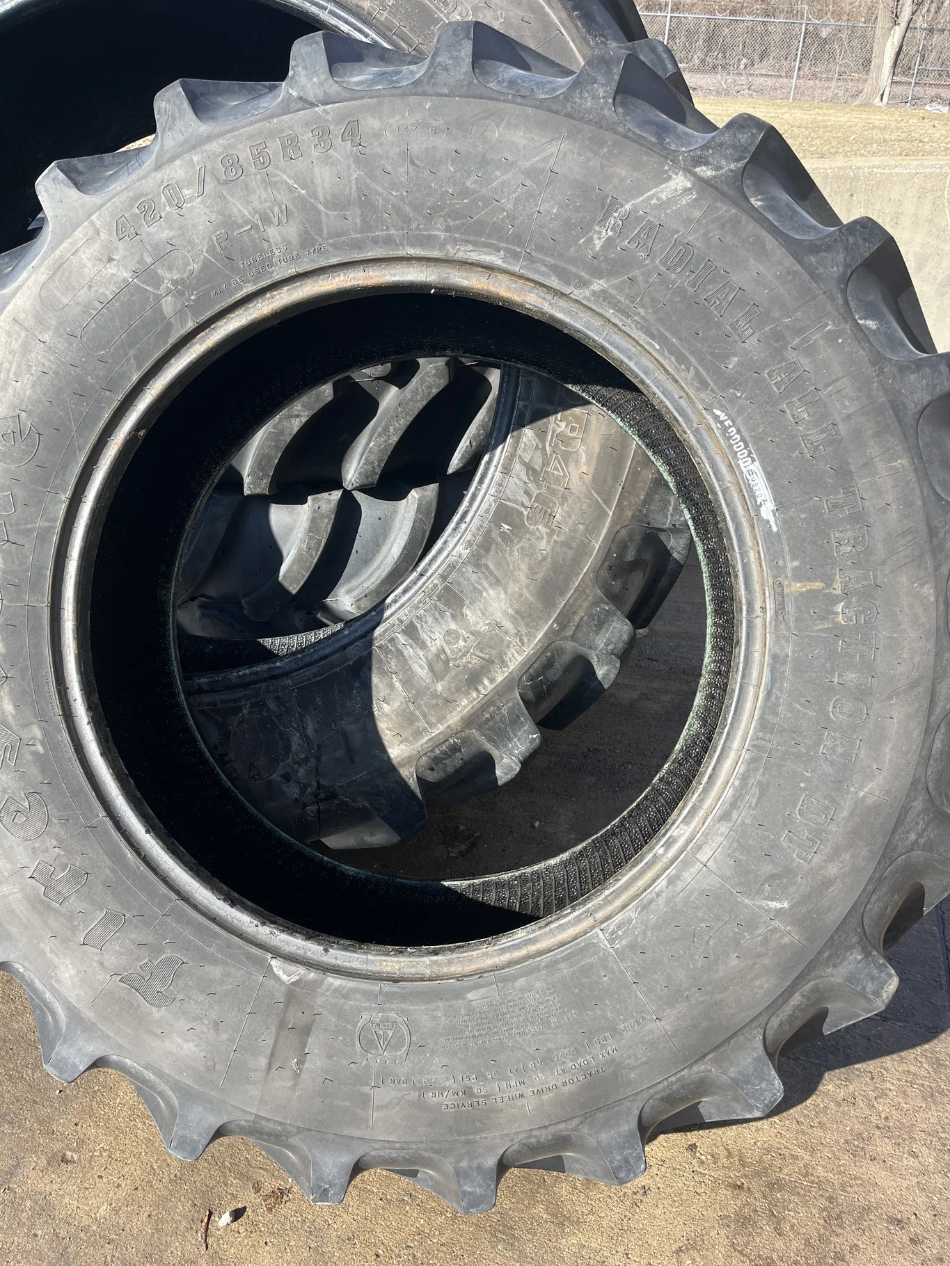 Used 420/85R34 147B Firestone Radial AllTraction DT TL R-1W 80-85%
