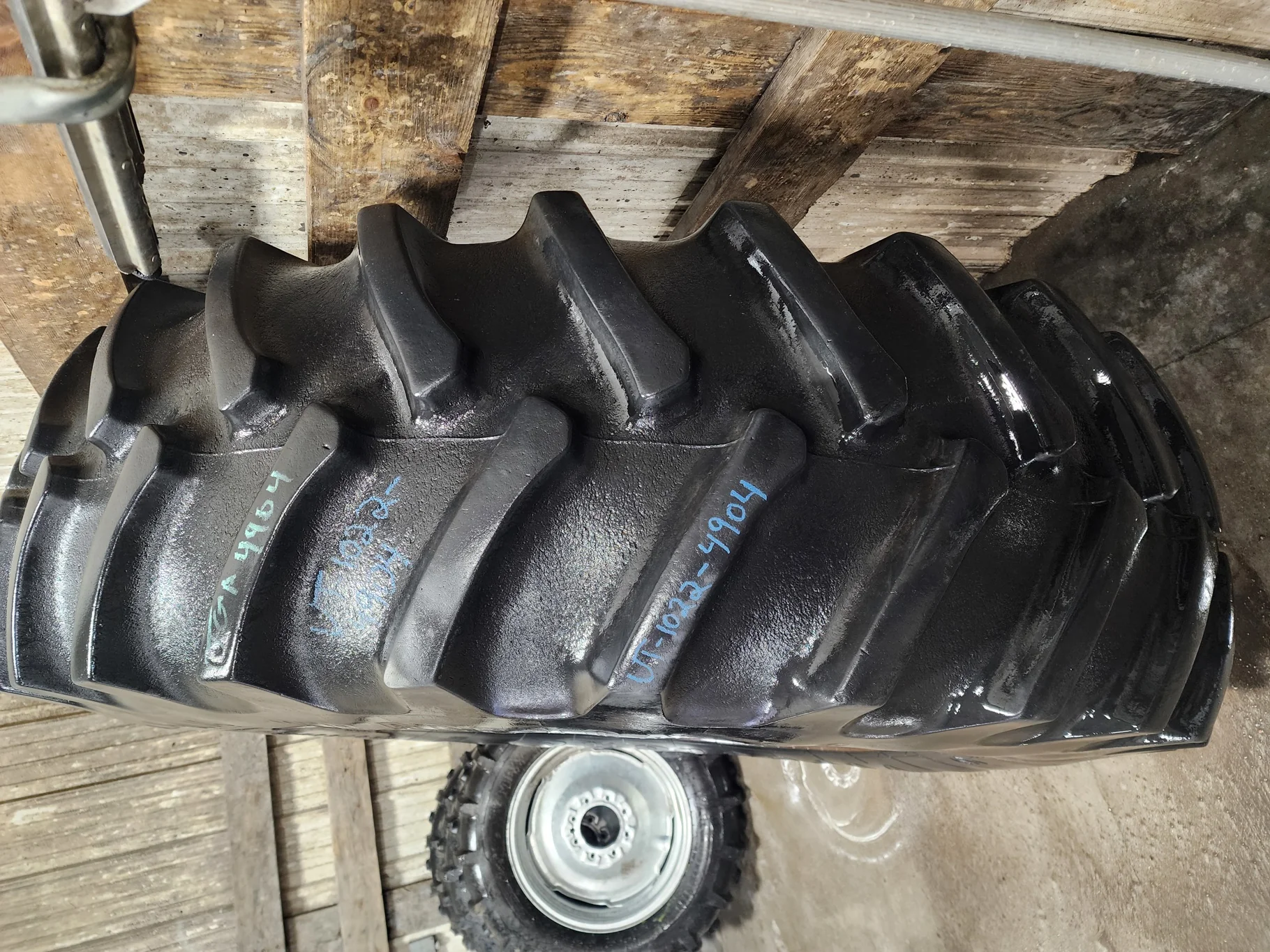 Used 520/85R42 Firestone Radial Deep Tread 23 R-1W (157B) TL 75%  (Lug Cuts, Stubble, Weathering, Sc image 2