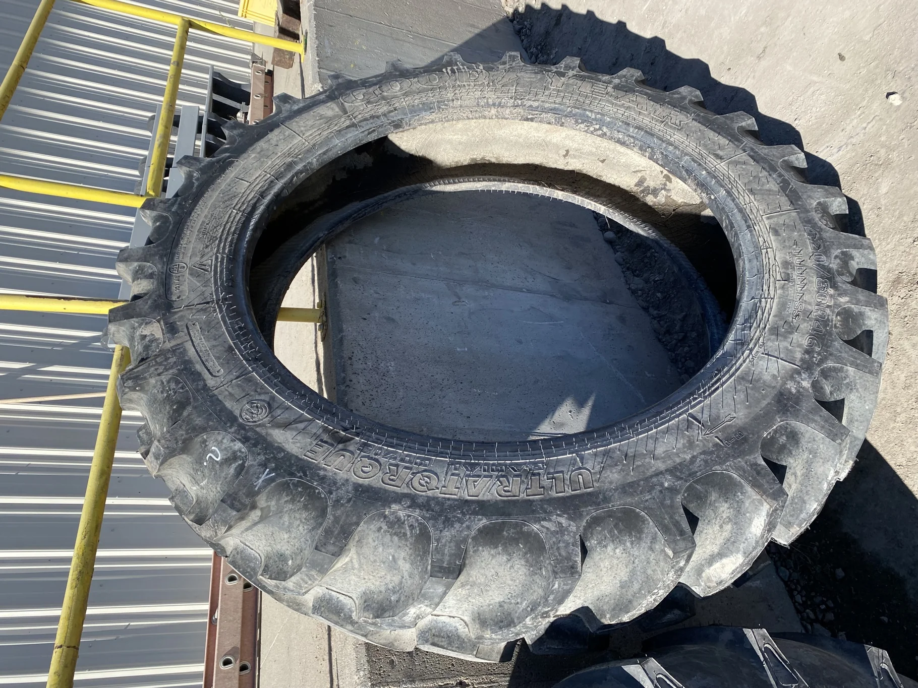 Used 420/80R46 Goodyear Ultra Torque Radial DT712 R-1 151A8/B TL 90% - lug cut, light lug stubble, b image 2