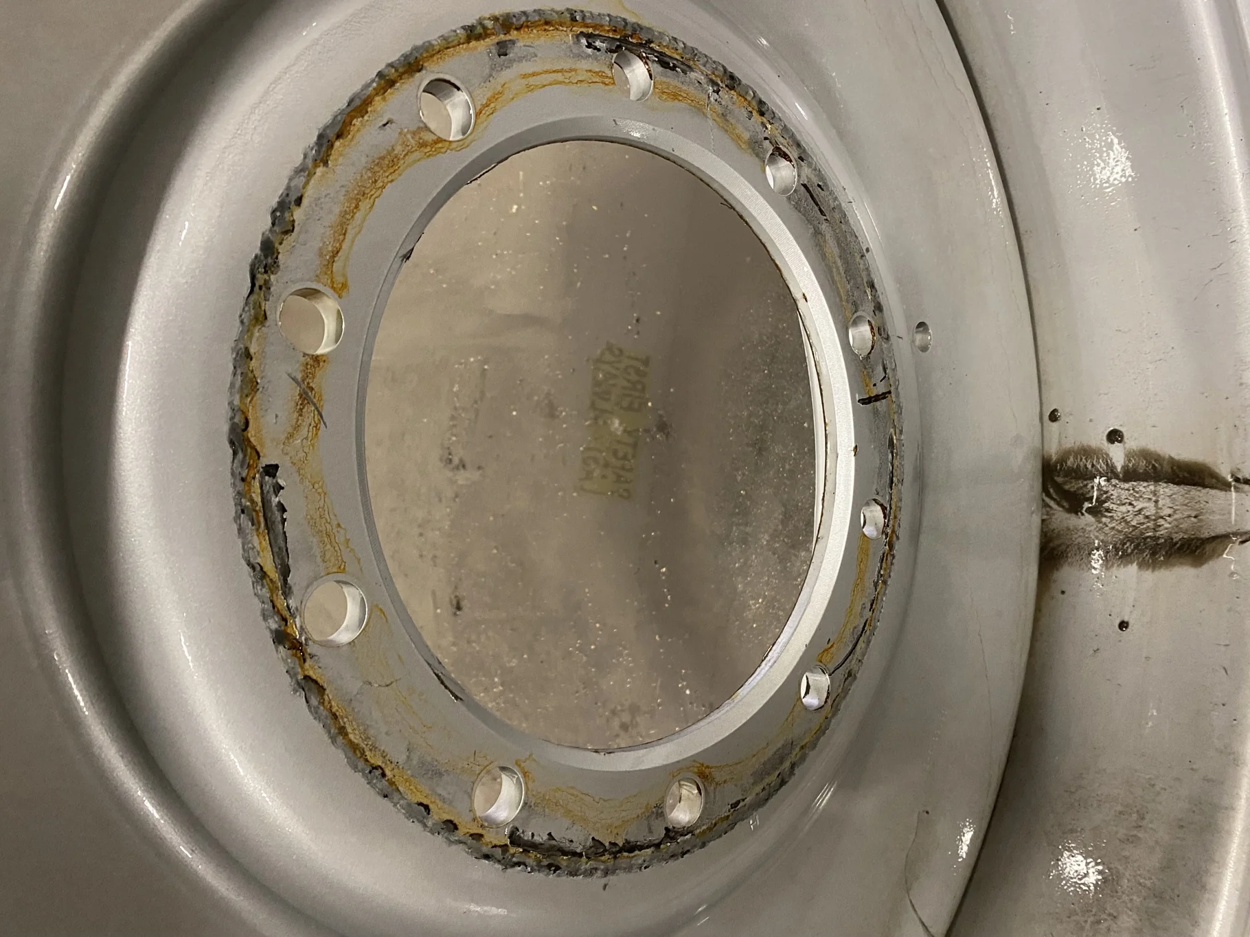 Used 18 X 38 Case IH Silver 10 Bolt .906 Sprayer Wheel 10-13.189-11.07 2.62 OUT Gashes/Scratces/Rust image 5