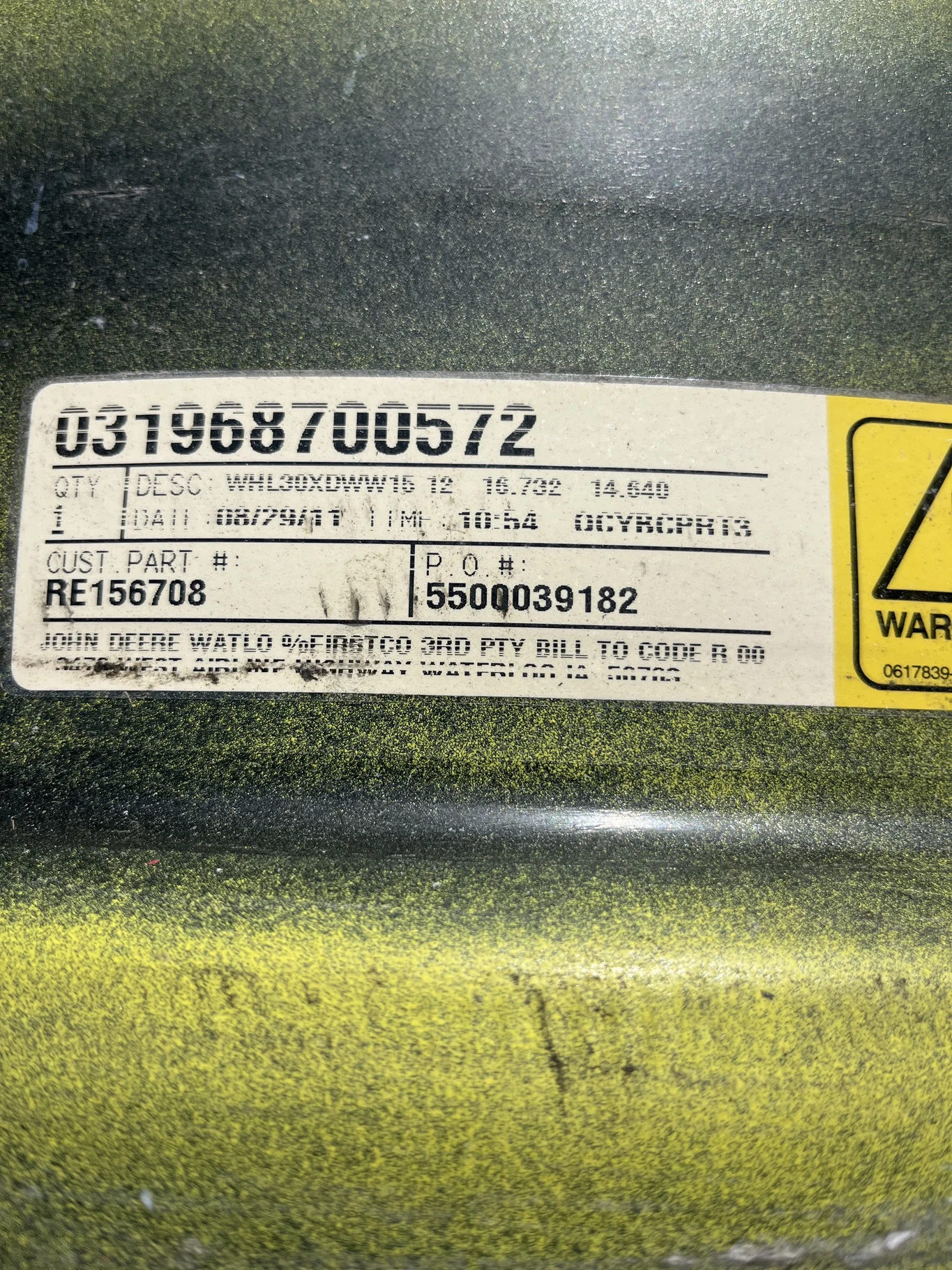 Used 15 x 30 24-23.25 Titan Yellow Waffle 3 Bolt Wheel image 4