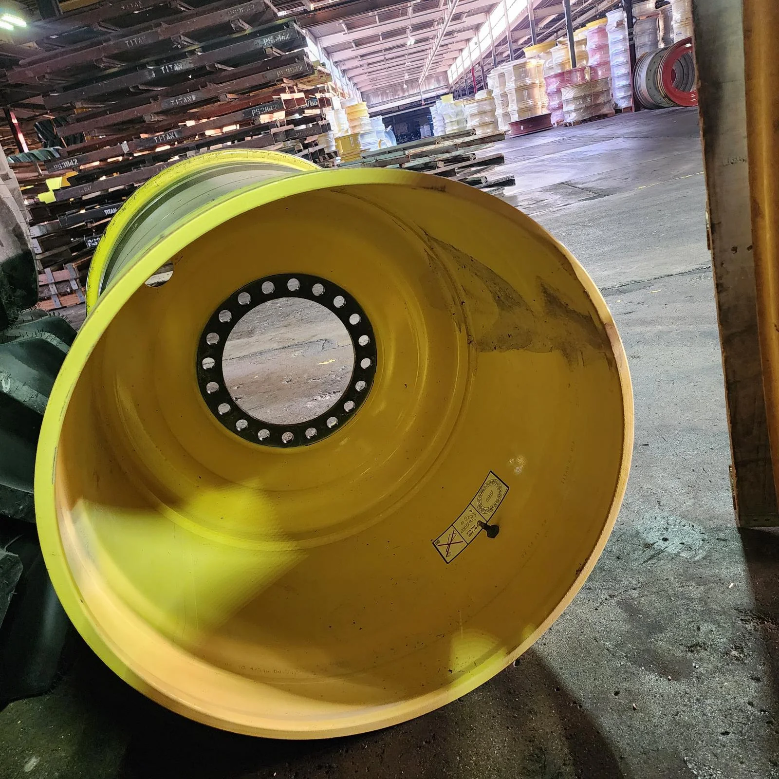 Used 44 X 32 20-13.19-11.07 21"BS Industrial 3 Pc Lock Ring Yellow Wheel image 2