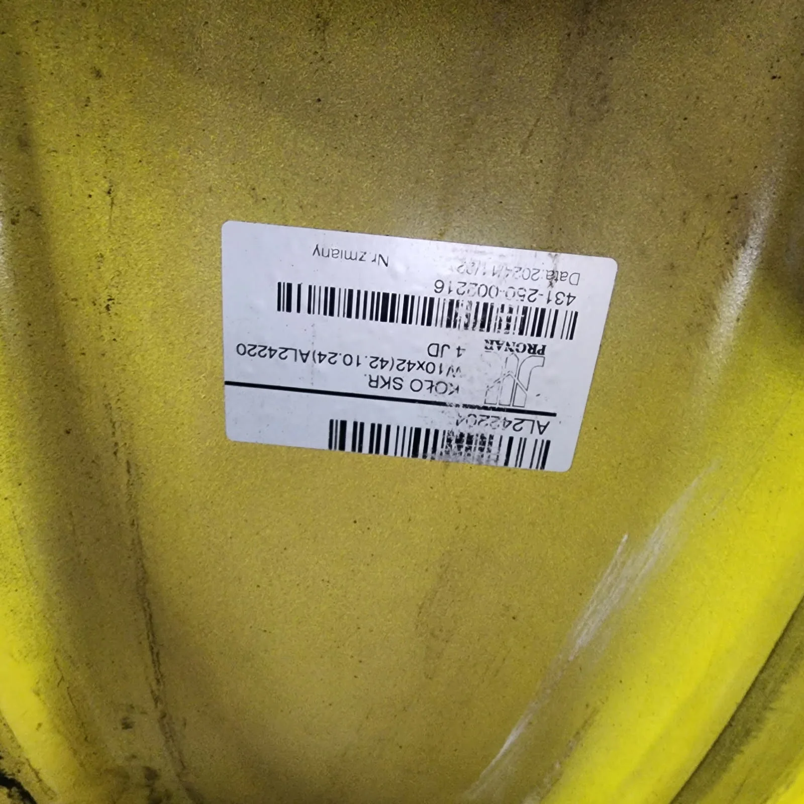 Take-Off 10 X 42 Rim & Rail Yellow Wheel image 2