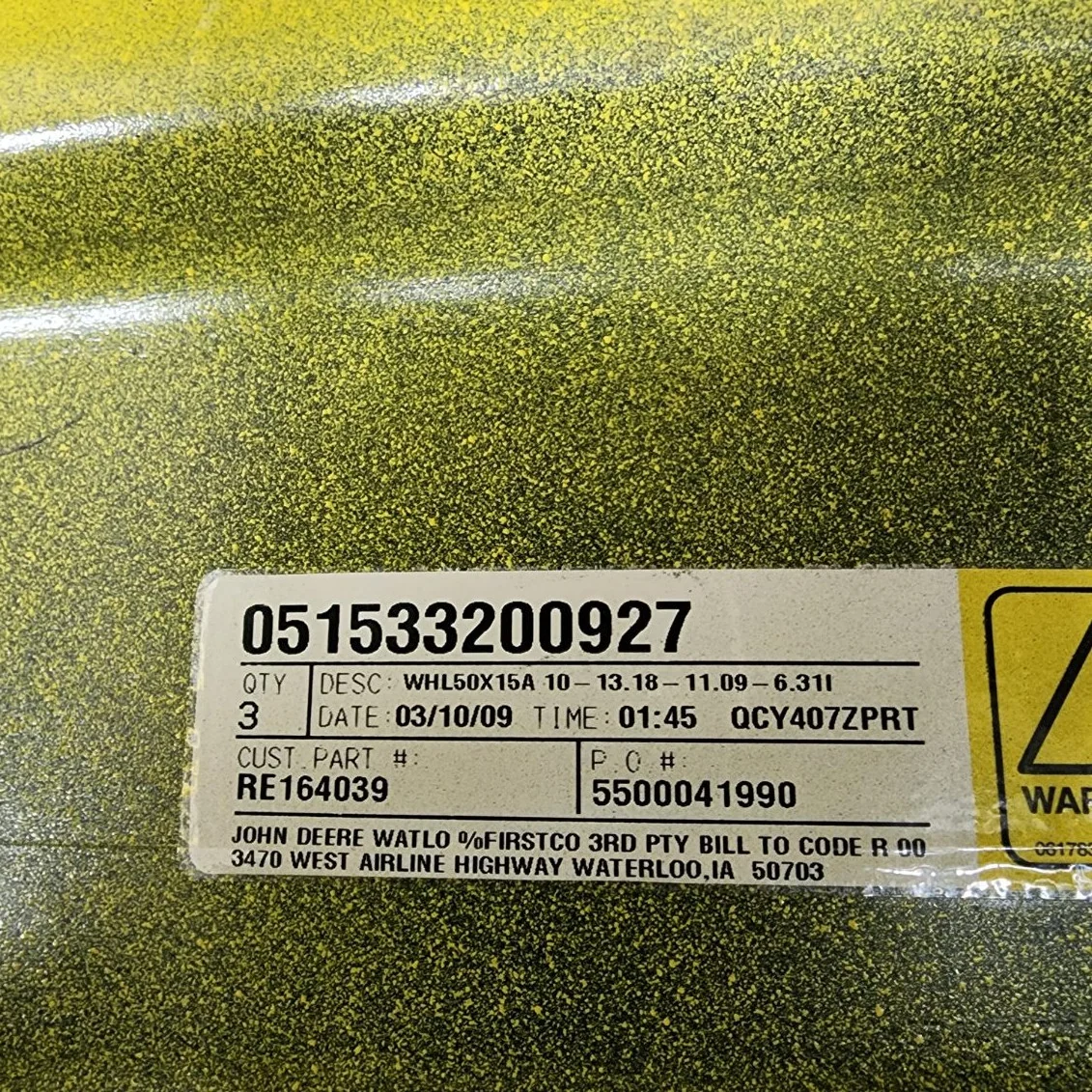 Used 15 X 50 10-13.18-11.09 14"BS Titan Yellow Dual