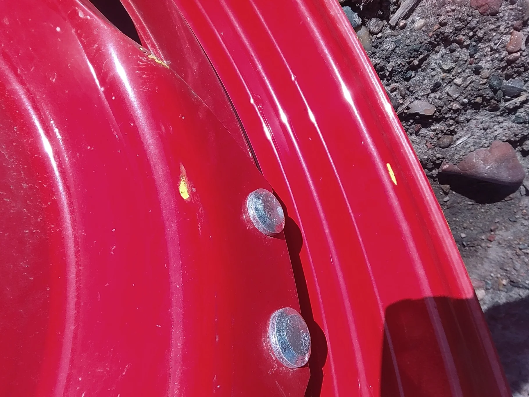 Used 10 X 34 Fendt Red Waffle Wheel (3 Bolt) w/ 34" 10-13.189-11.09 Disc image 9