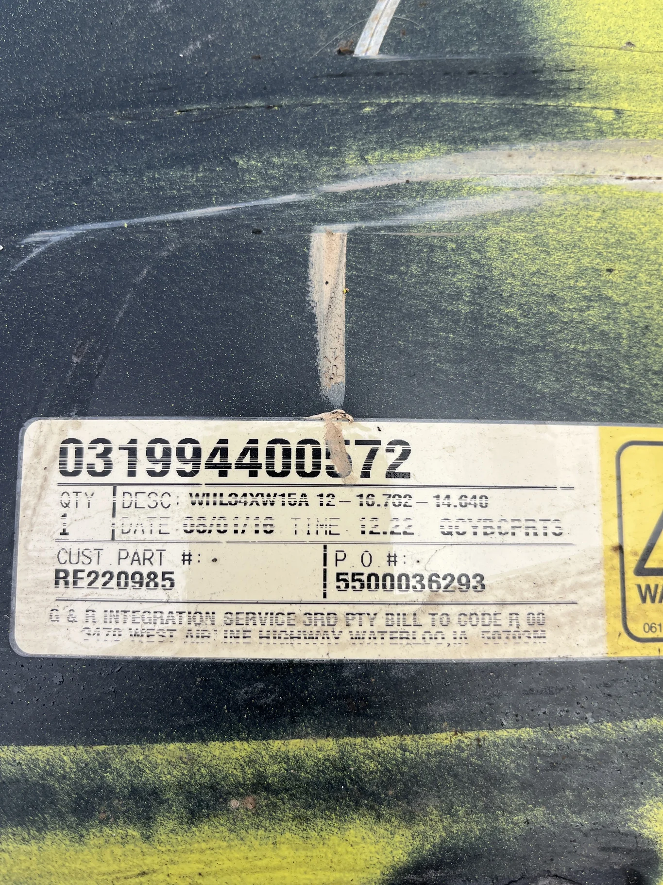 Used 15 x 34 12-16.732-14.640 4" Offset Titan Yellow Waffle 3 Bolt Wheel & Disc image 4